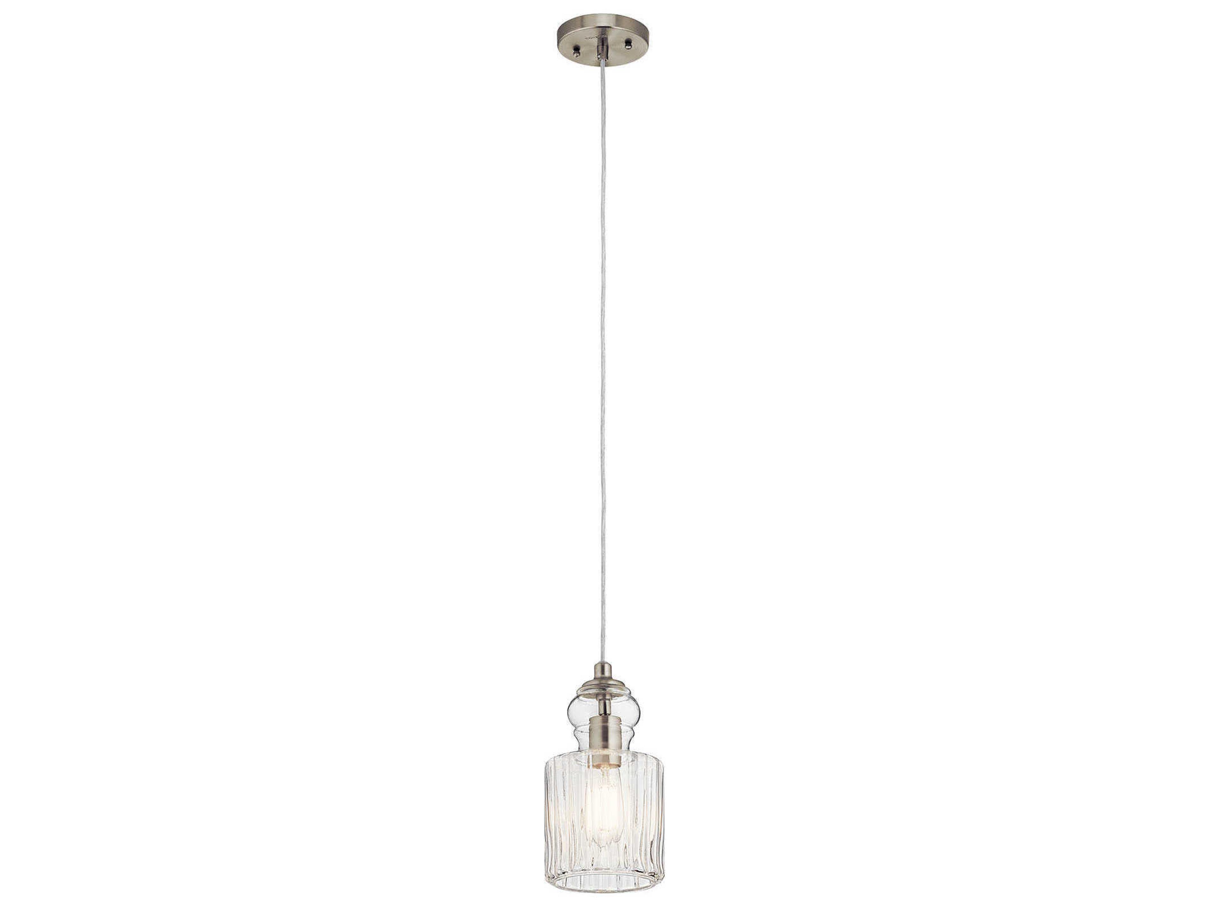 Riviera 1-Light Brushed Nickel Glass Geometric Mini Pendant