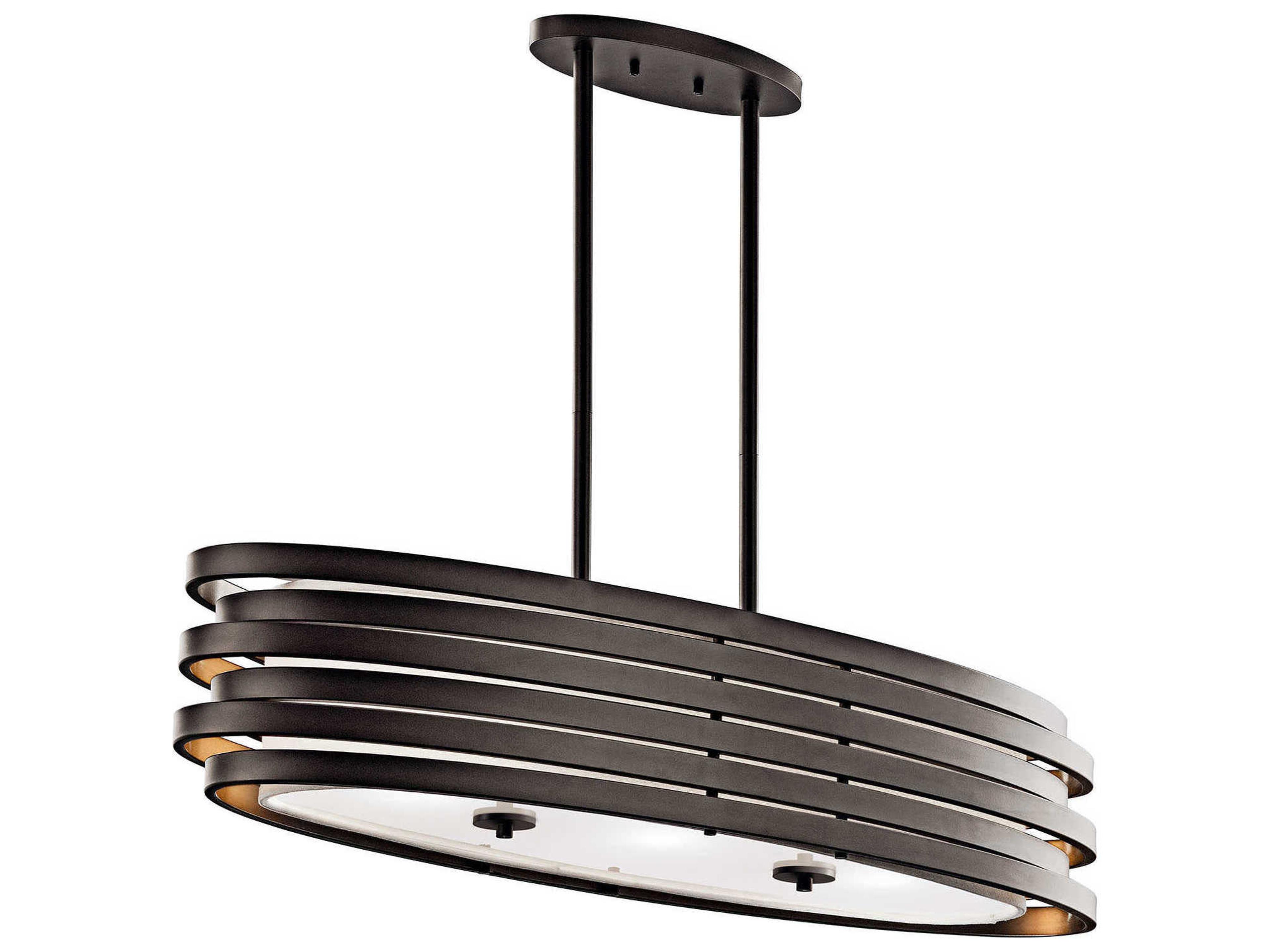 Roswell 3-Light Olde Bronze Glass Geometric Island Pendant