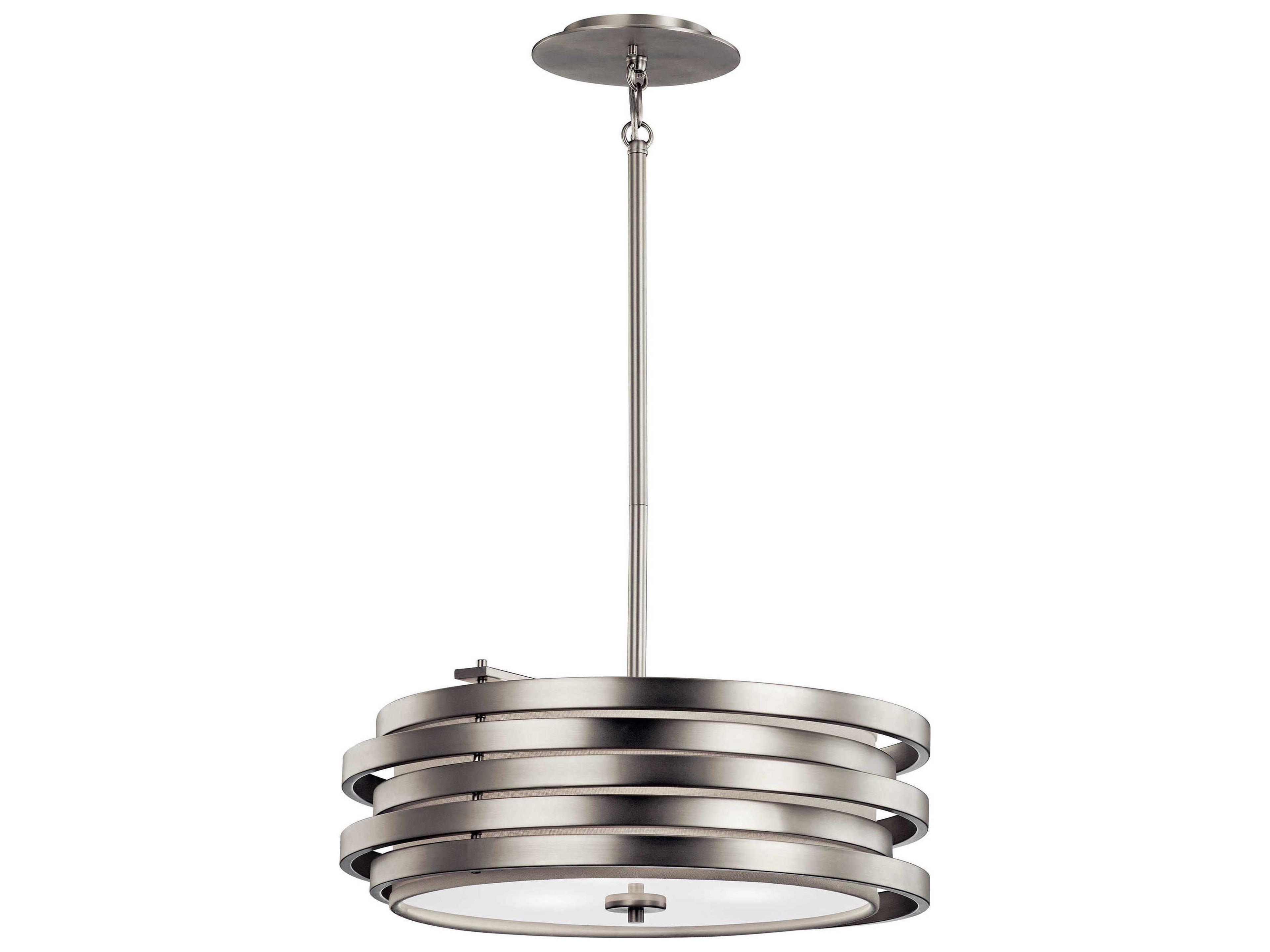 Roswell 3-Light Brushed Nickel Glass Drum Geometric Pendant