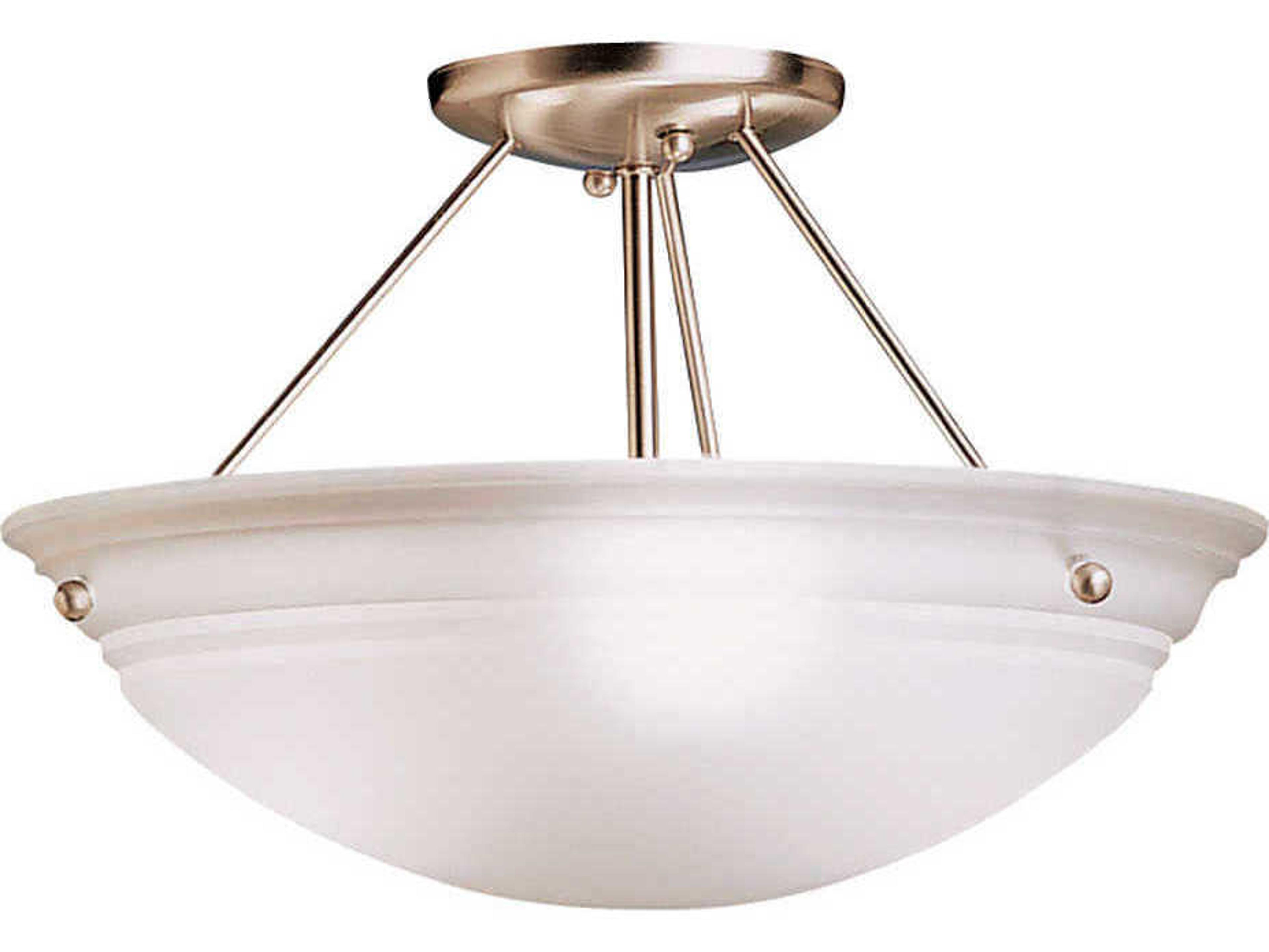 3-Light Brushed Nickel Glass Bowl Round Semi Flush Mount