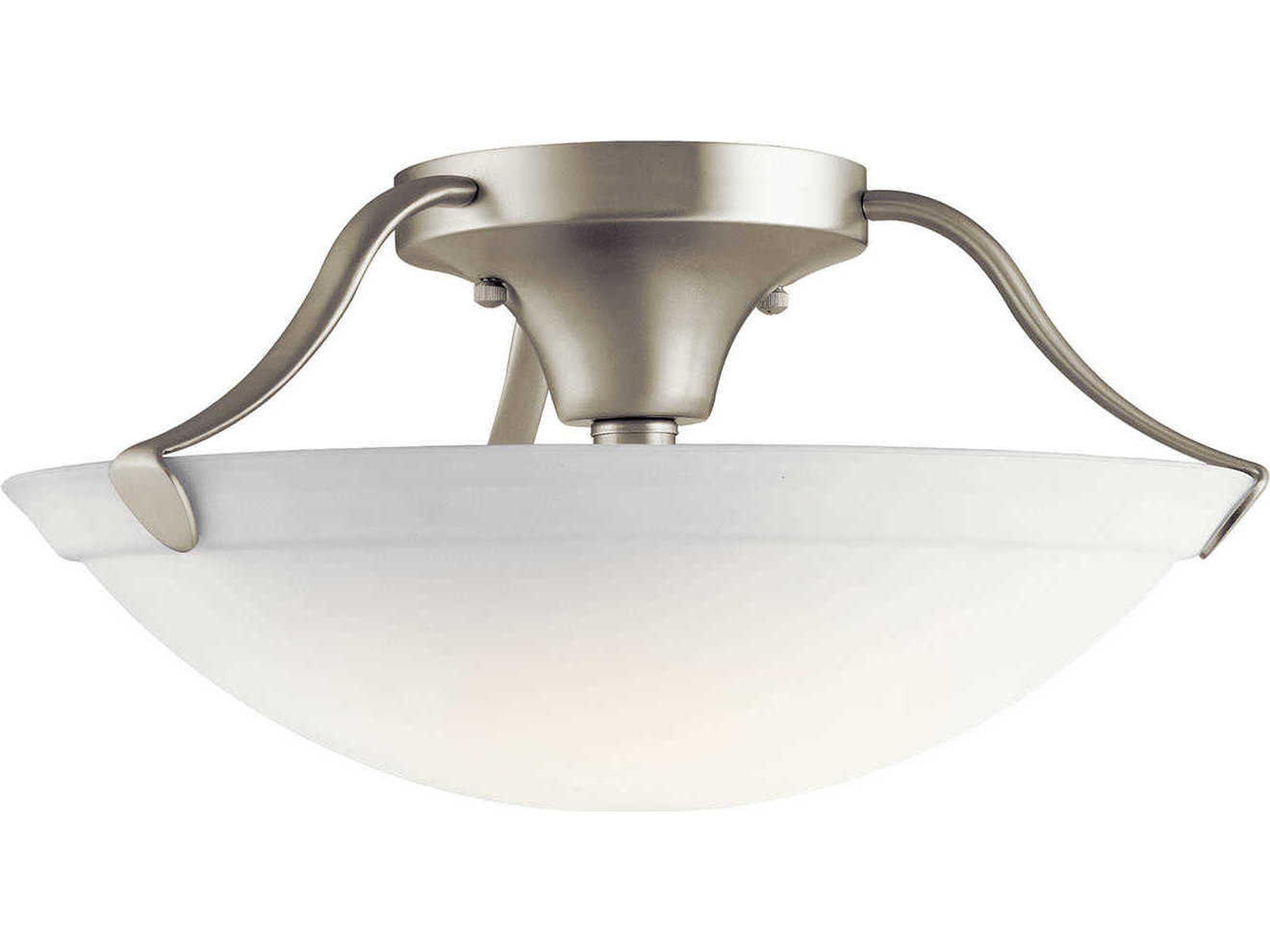 3-Light Brushed Nickel Glass Bowl Round Semi Flush Mount