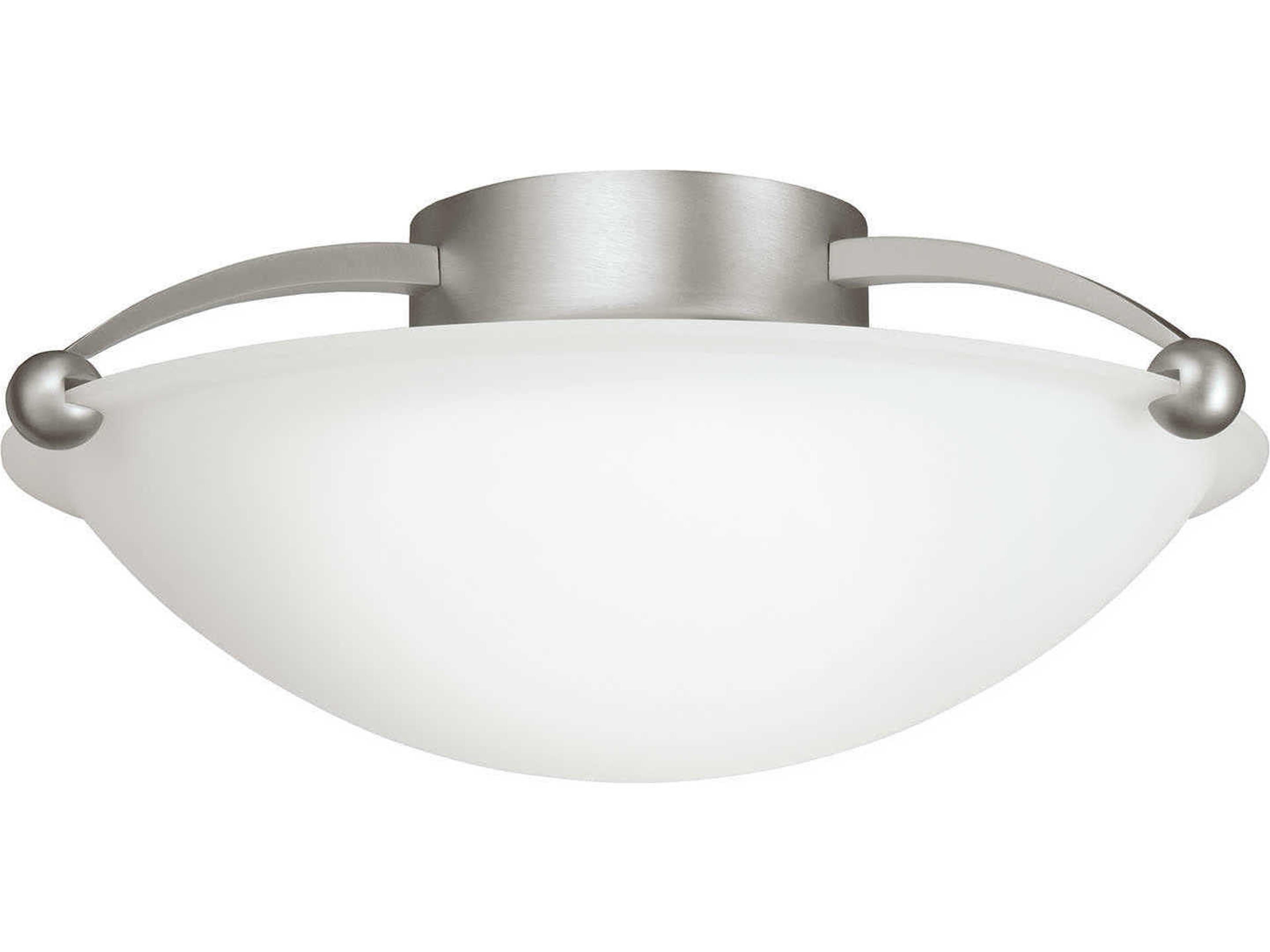 2-Light Brushed Nickel Glass Bowl Round Semi Flush Mount