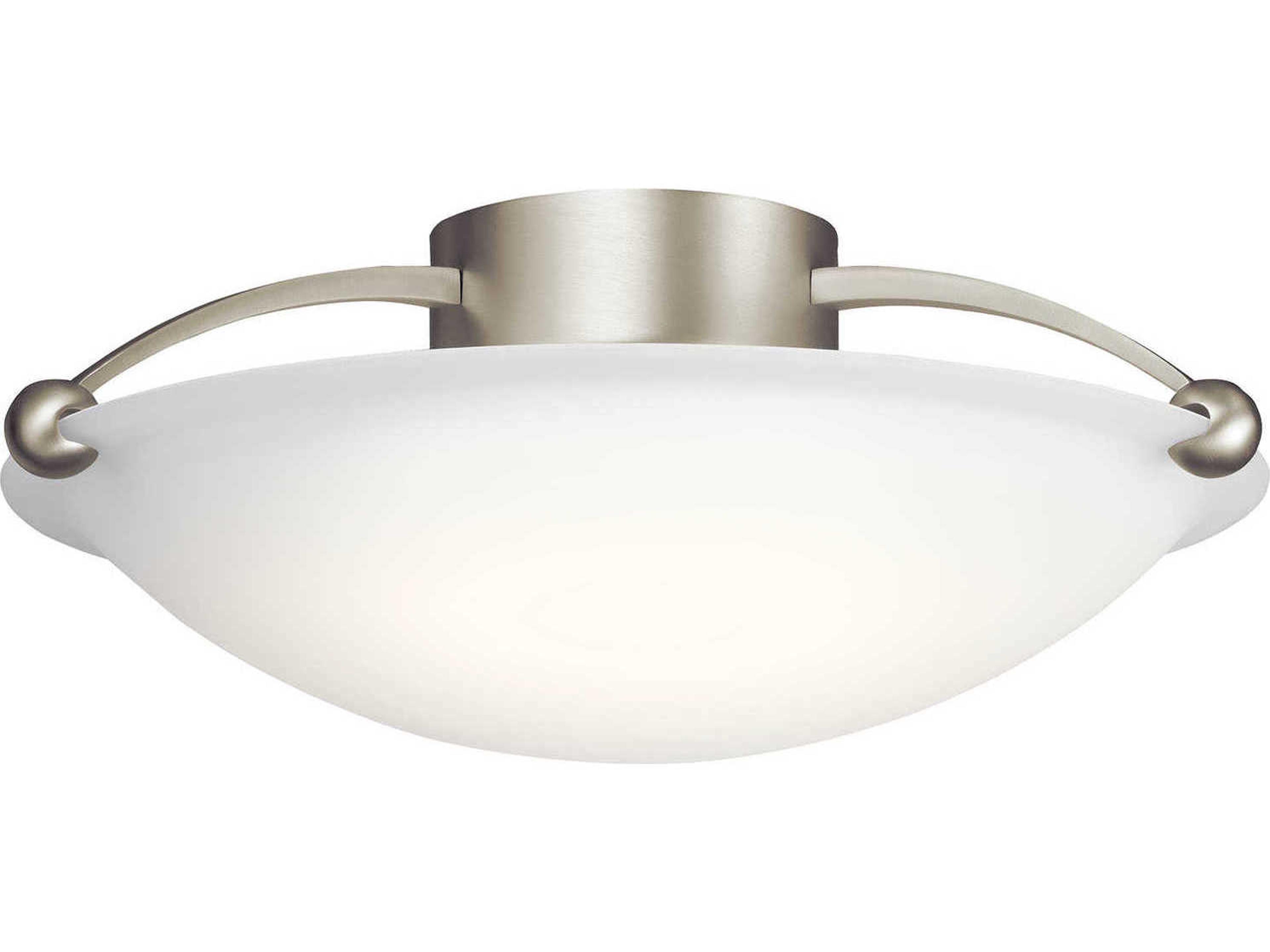 3-Light Brushed Nickel Glass Bowl Round Semi Flush Mount