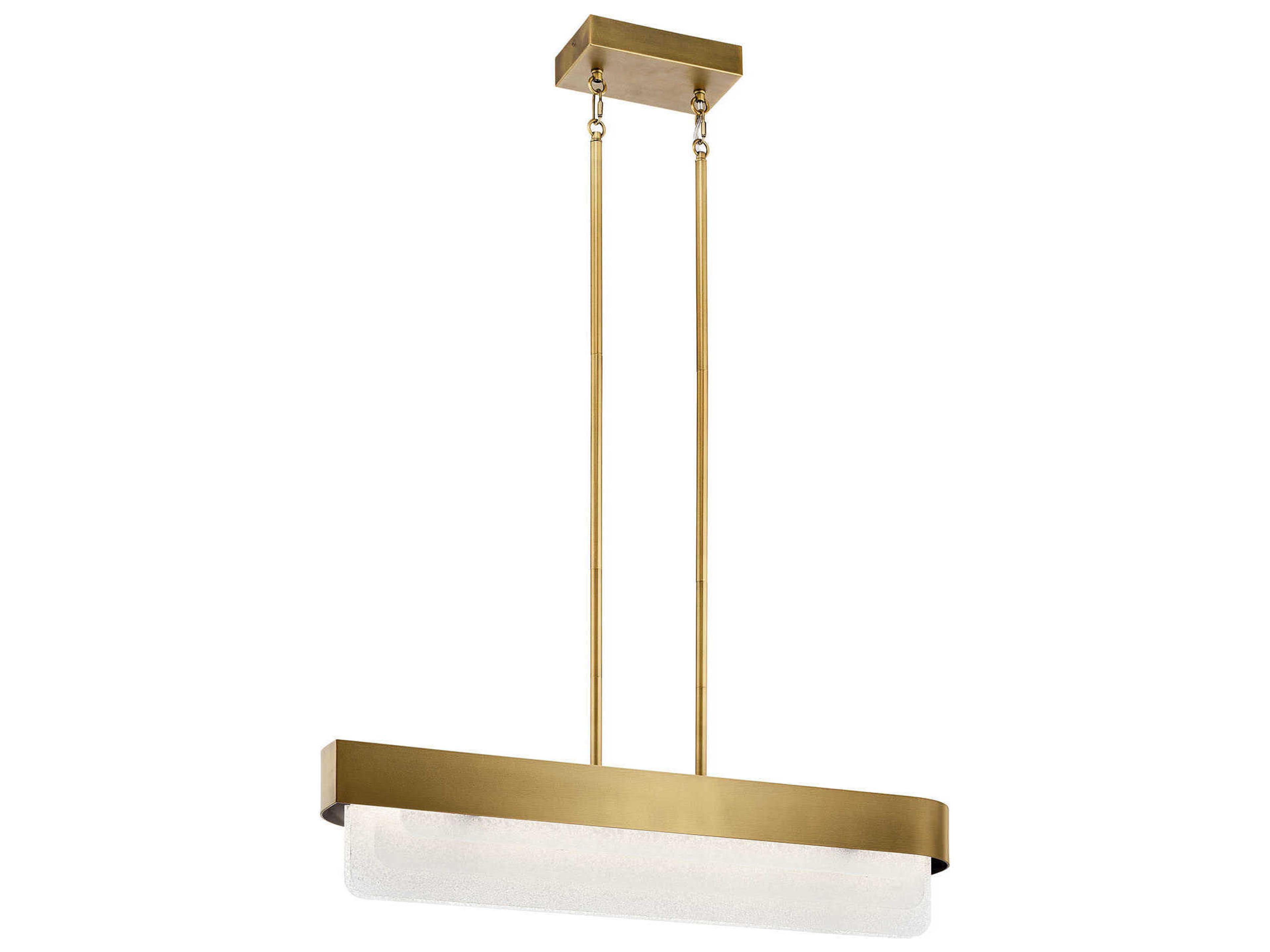 Serene 2-Light Natural Brass Glass LED Linear Island Pendant