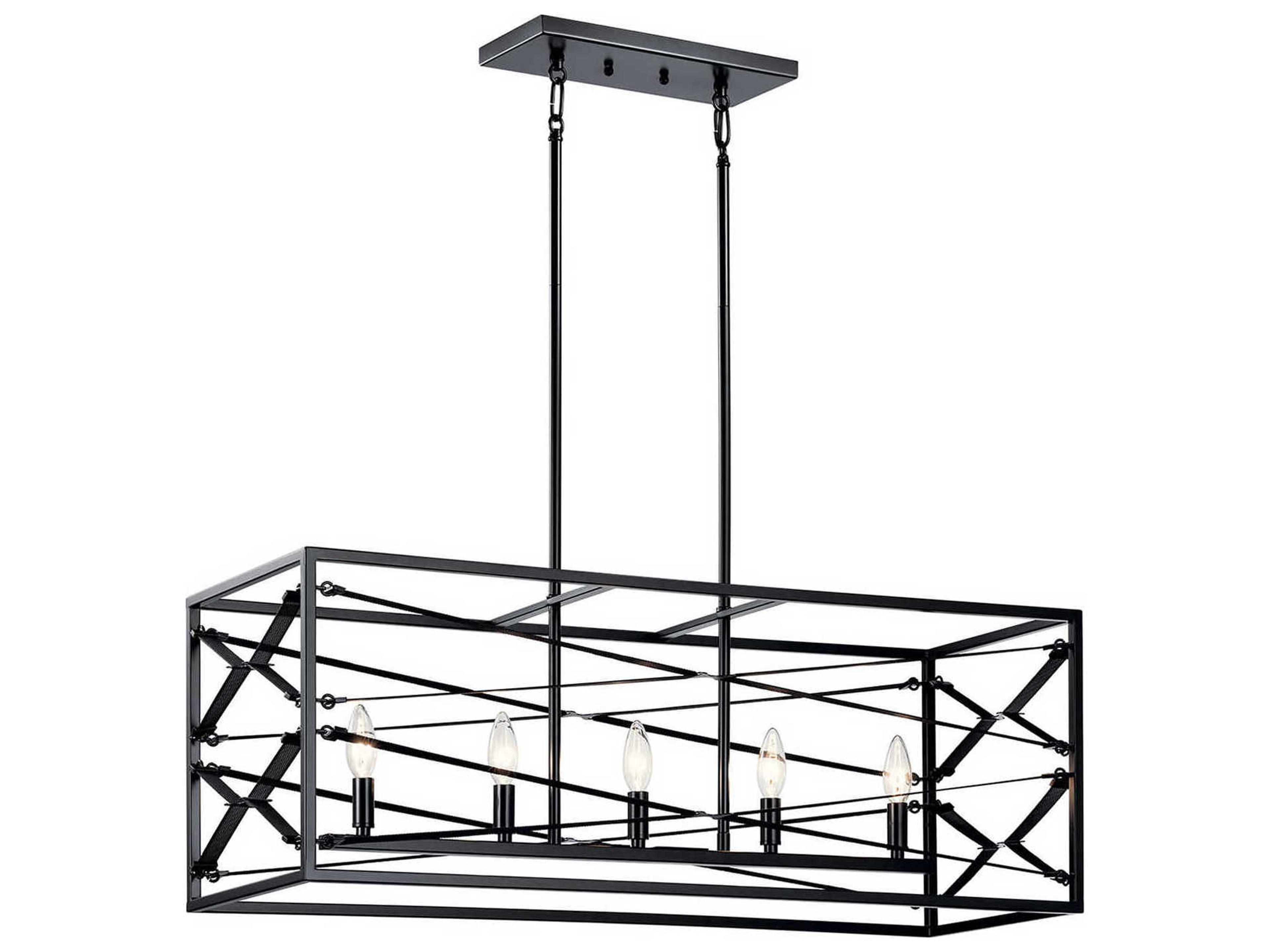 Sevan 5-Light Black Linear Island Pendant