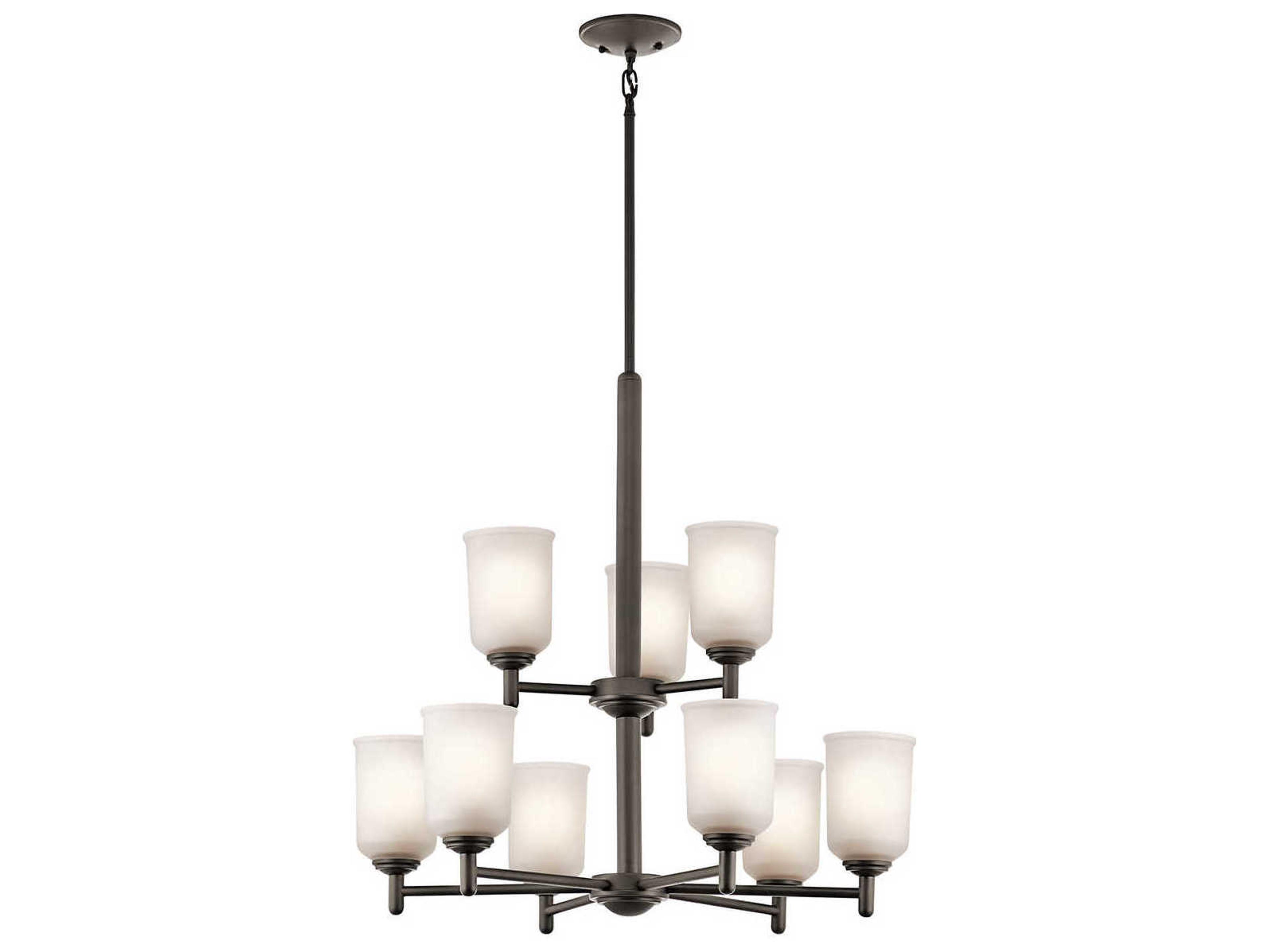 Shailene 9-Light Olde Bronze Glass Bell Chandelier