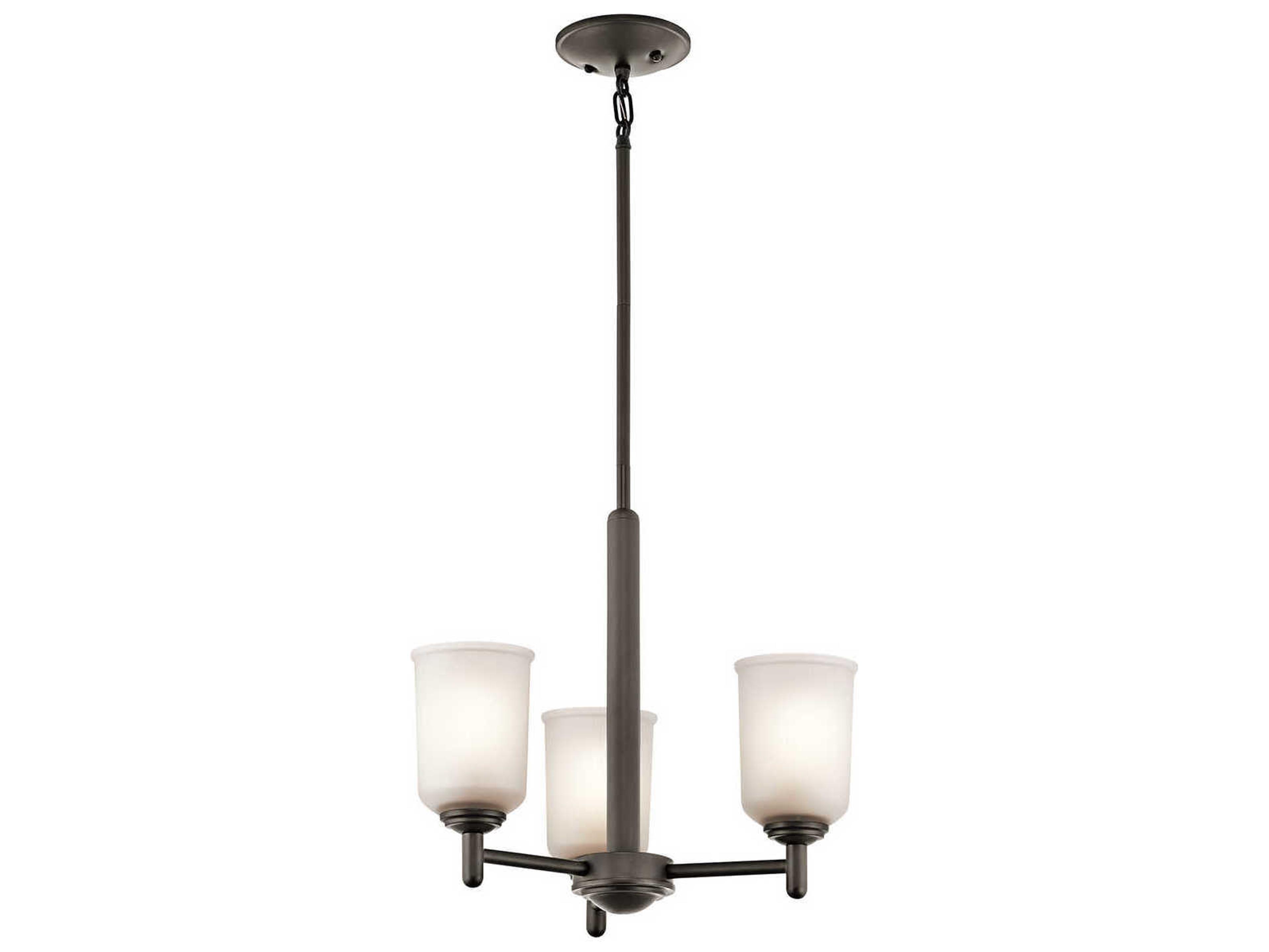 Shailene 3-Light Olde Bronze Glass Bell Chandelier