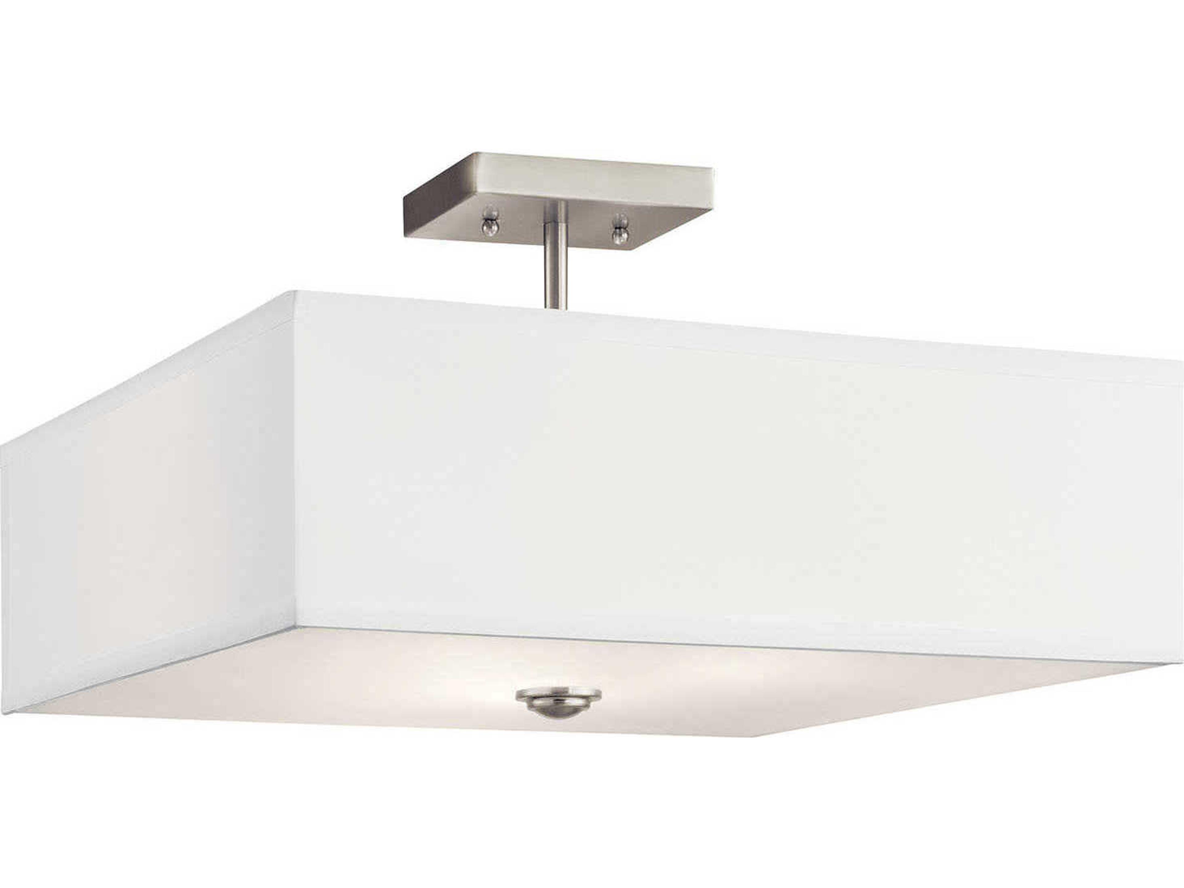 Shailene 3-Light Brushed Nickel Glass Geometric Round Semi Flush Mount