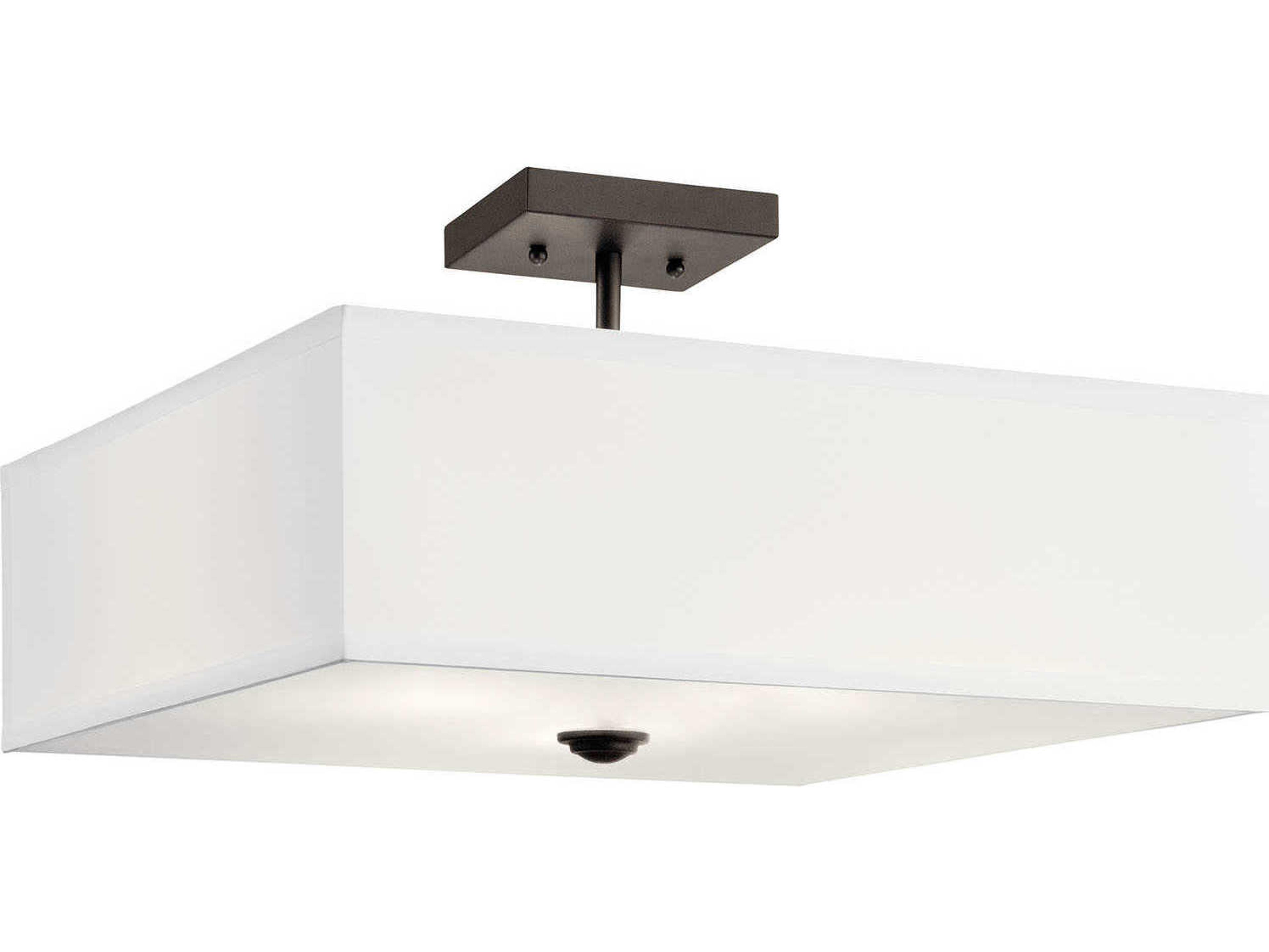 Shailene 3-Light Olde Bronze Glass Geometric Semi Flush Mount