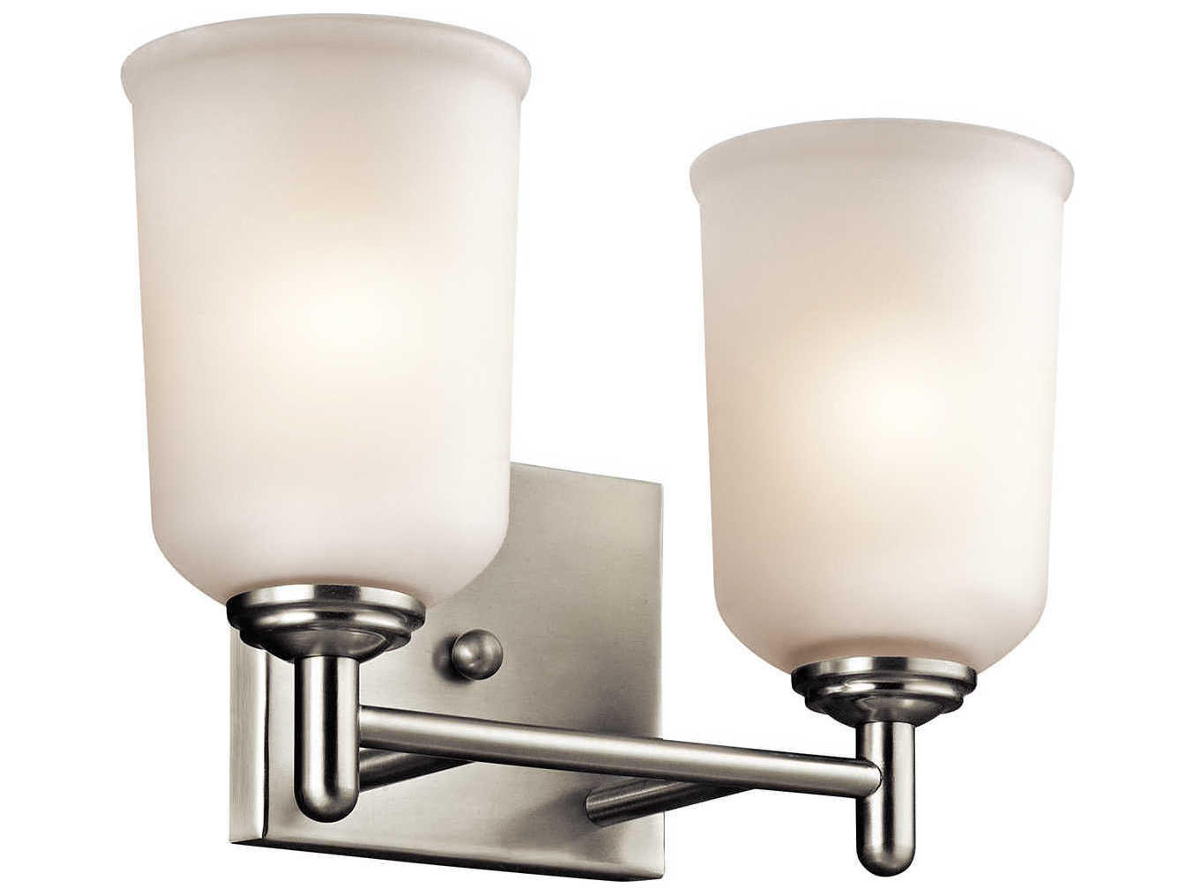 Shailene 2-Light Brushed Nickel Glass Vanity Light