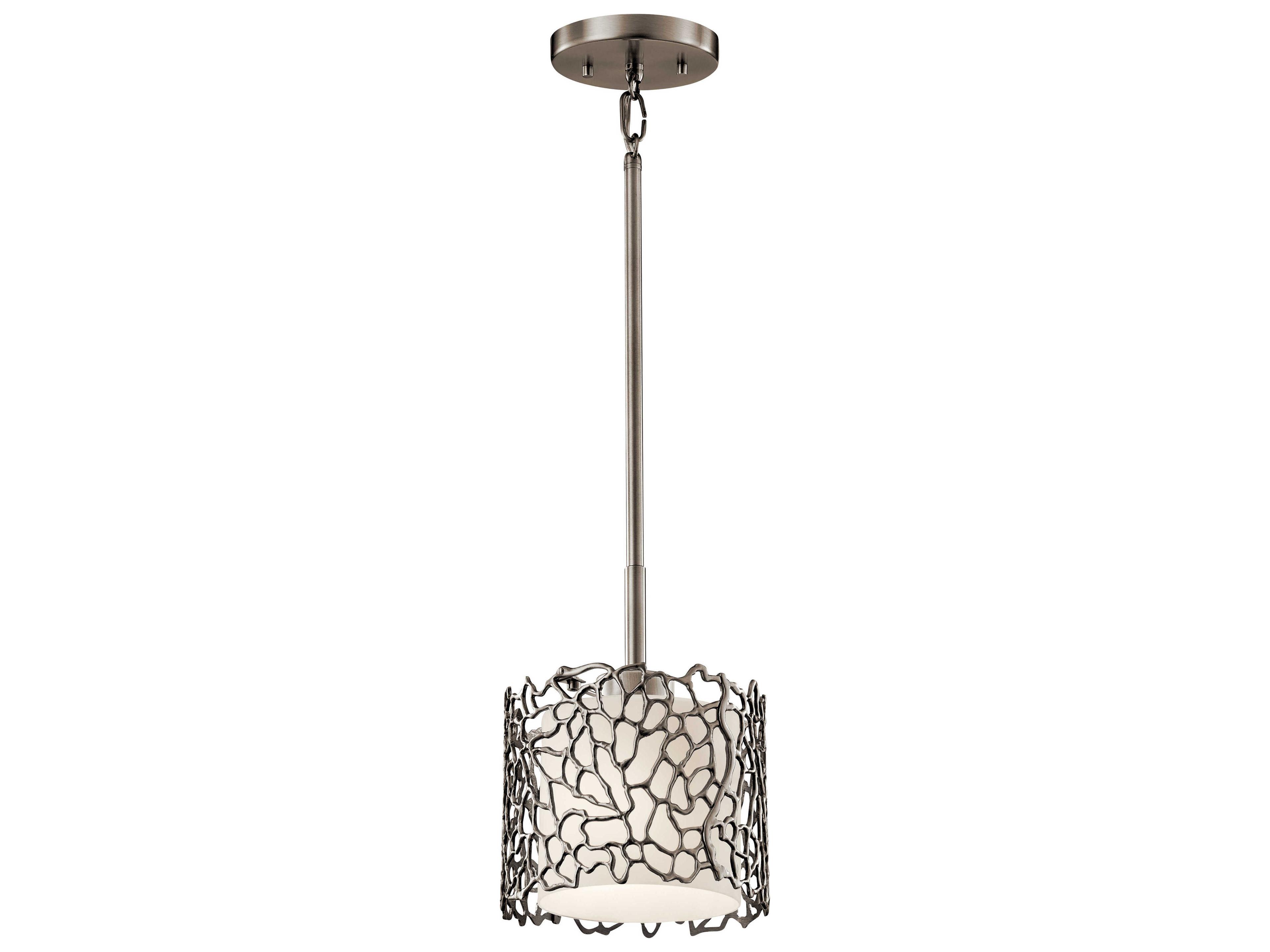 Silver Coral 1-Light Classic Pewter Drum Mini Pendant