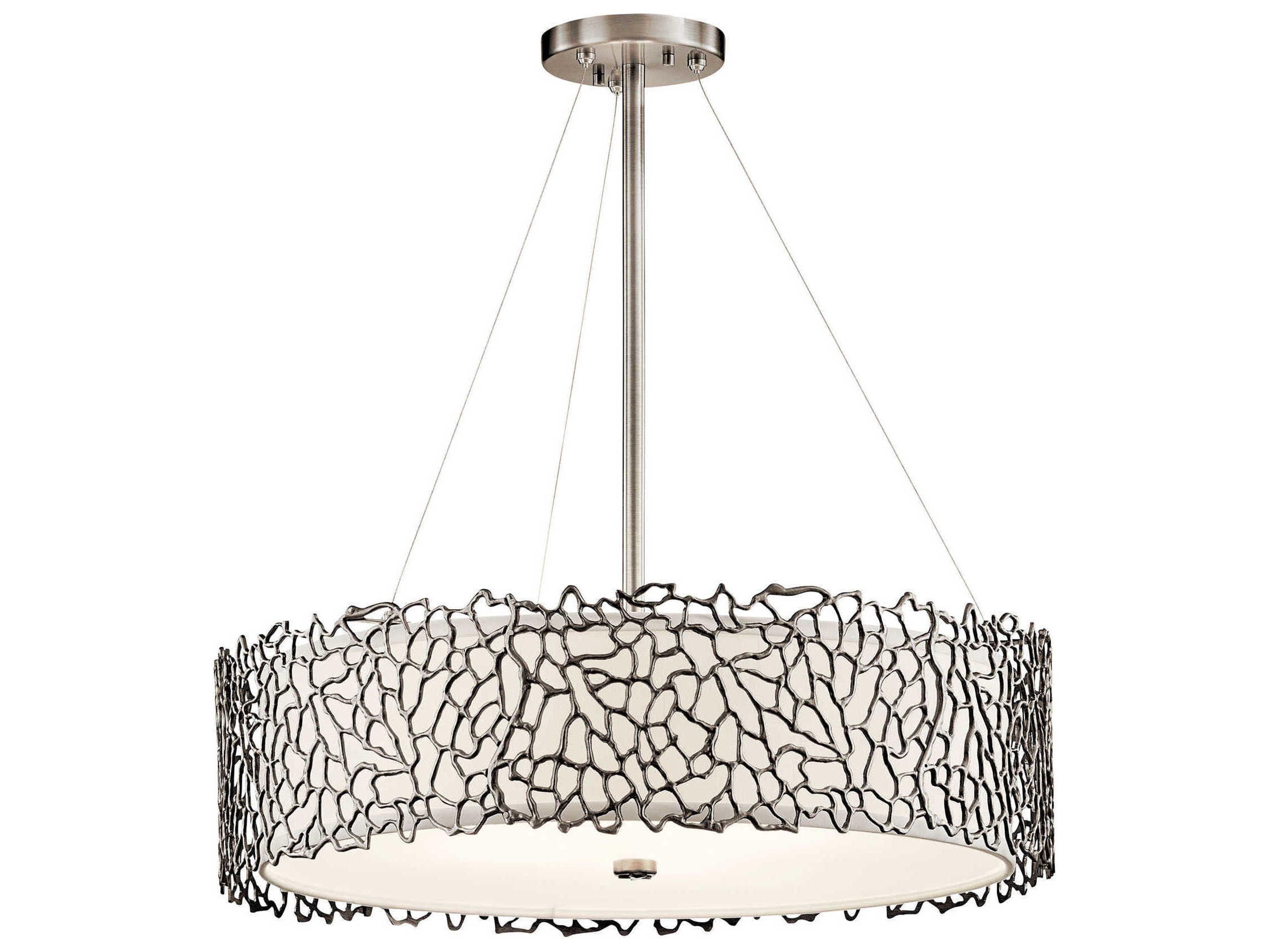 Silver Coral 4-Light Classic Pewter Drum Pendant