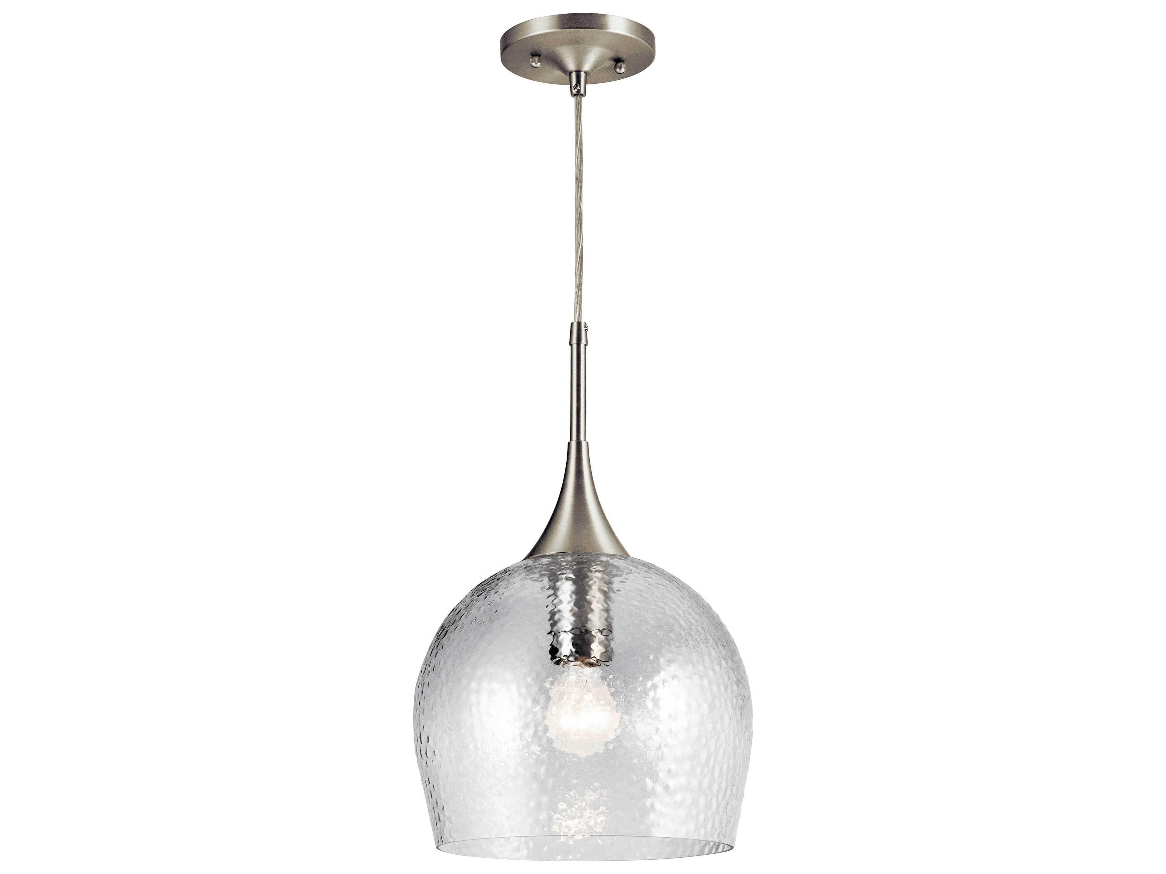 Sloane 1-Light Brushed Nickel Glass Dome Round Mini Pendant