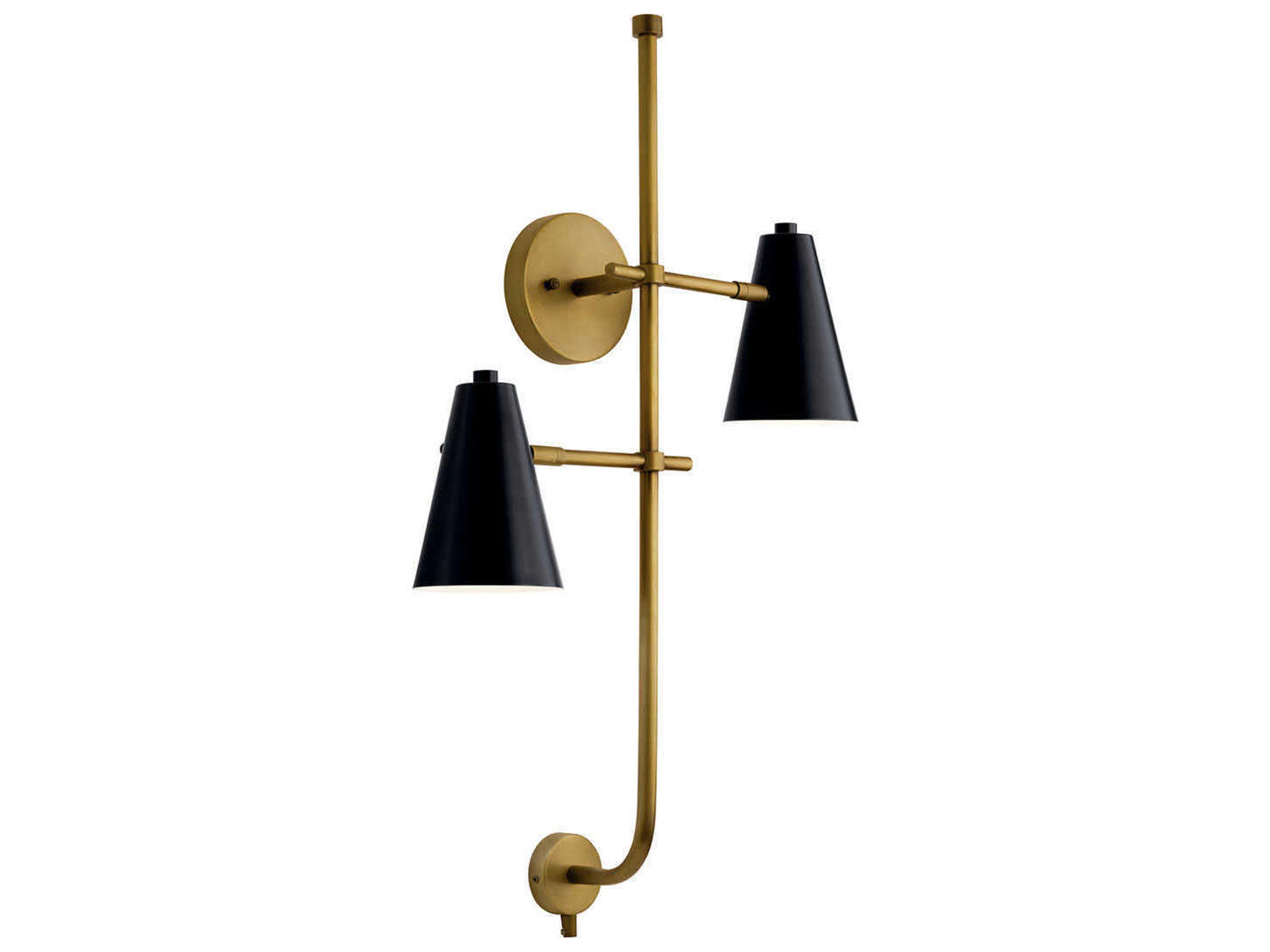 Sylvia 2-Light Black Natural Brass Wall Sconce
