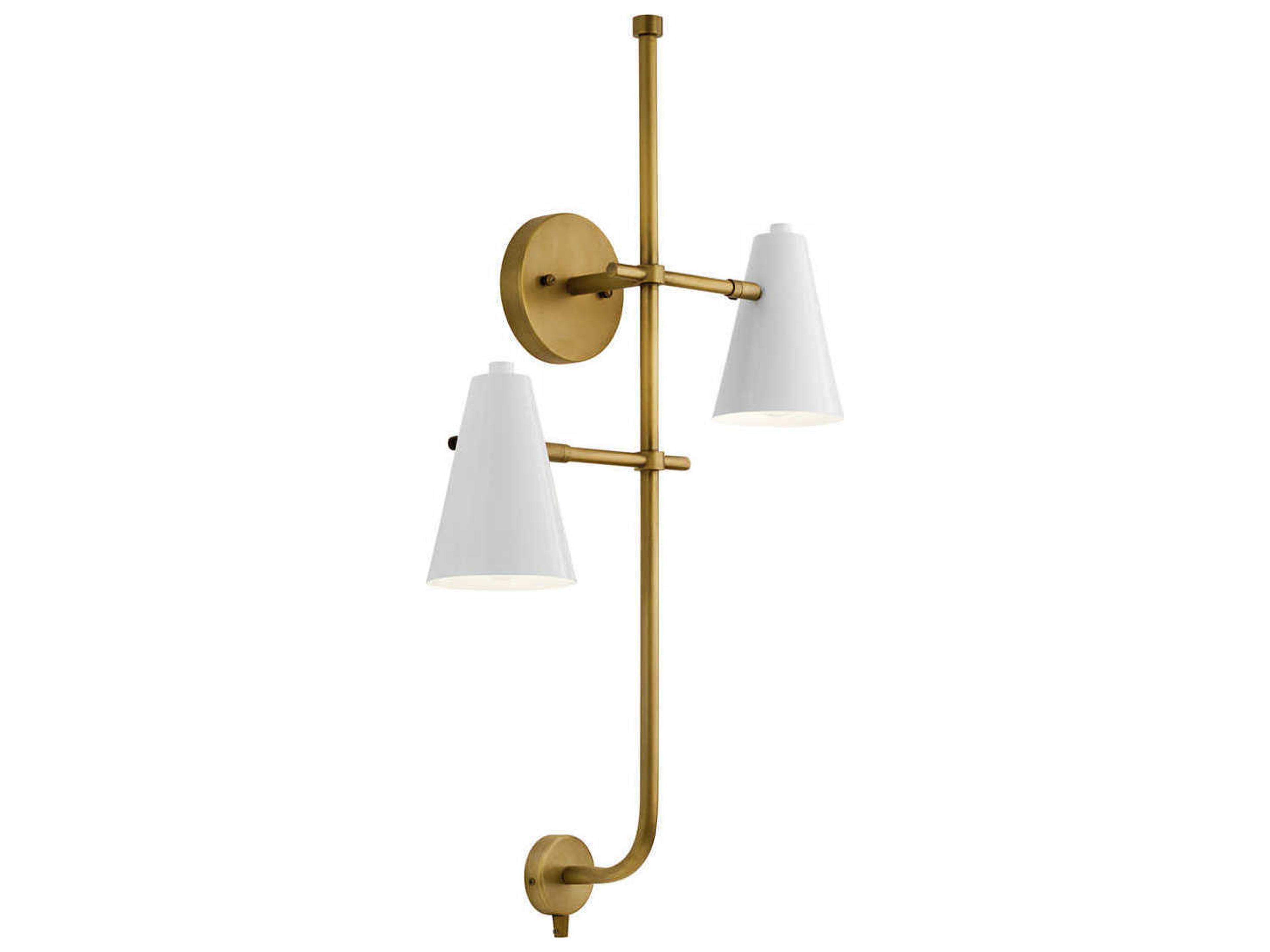 Sylvia 2-Light White Natural Brass Wall Sconce