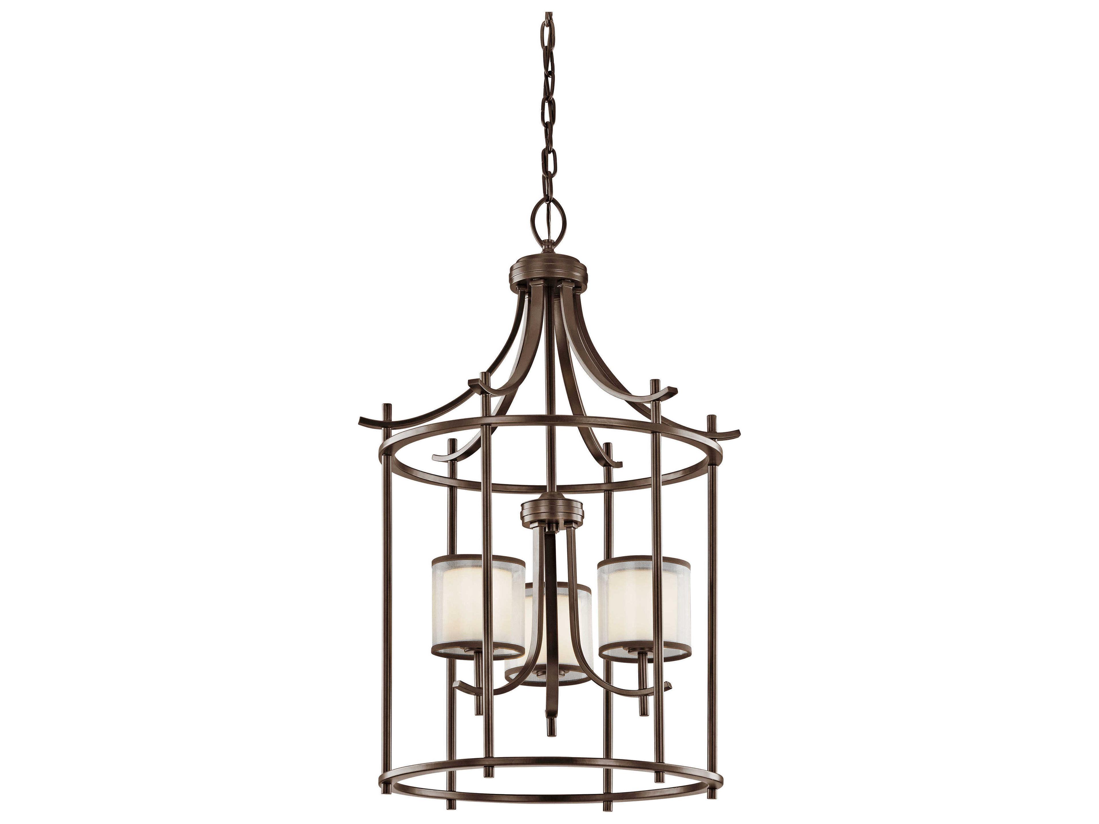 Tallie 3-Light Mission Bronze Glass Candelabra Cylinder Chandelier