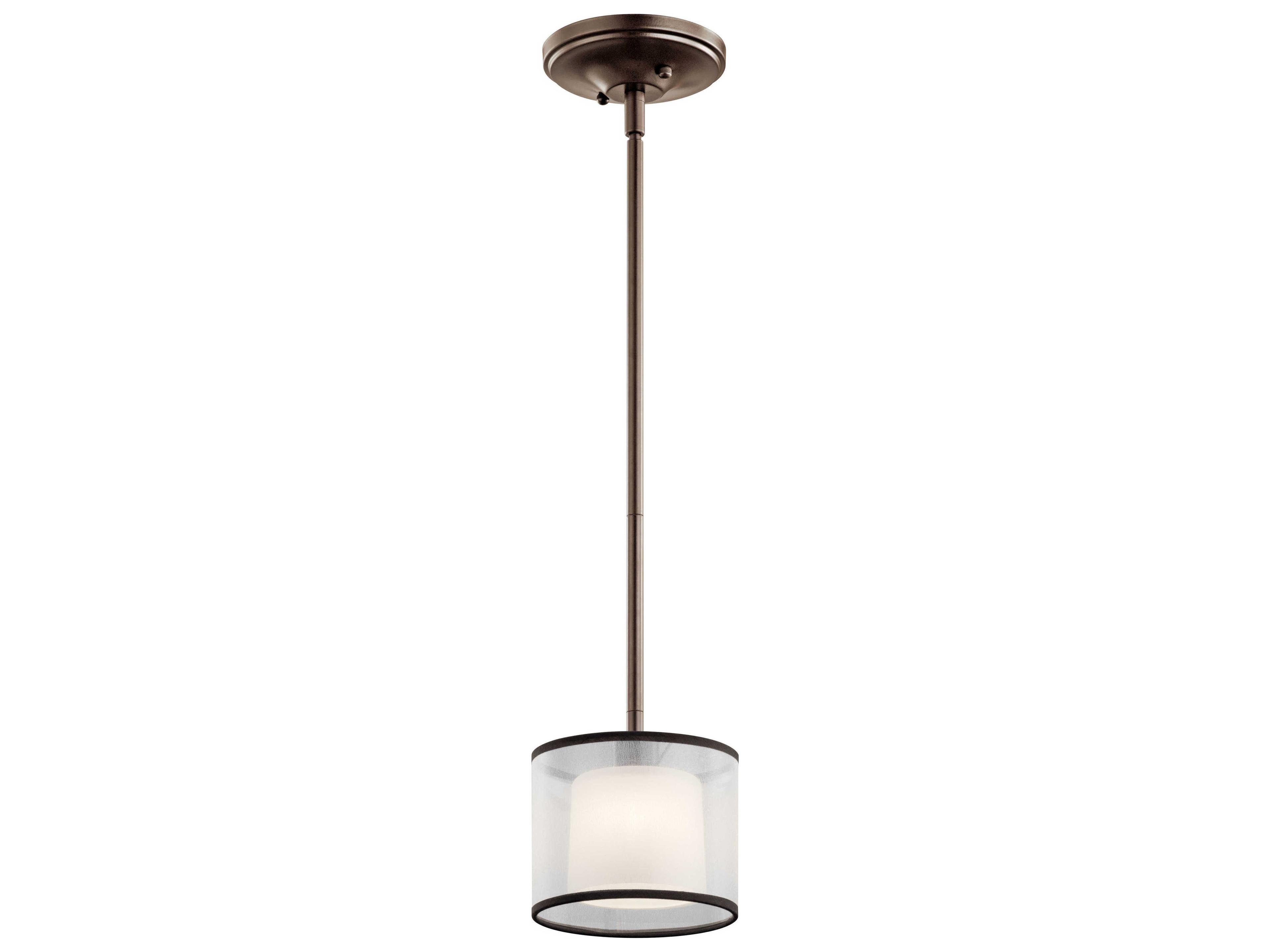 Tallie 1-Light Mission Bronze Glass Cylinder Mini Pendant