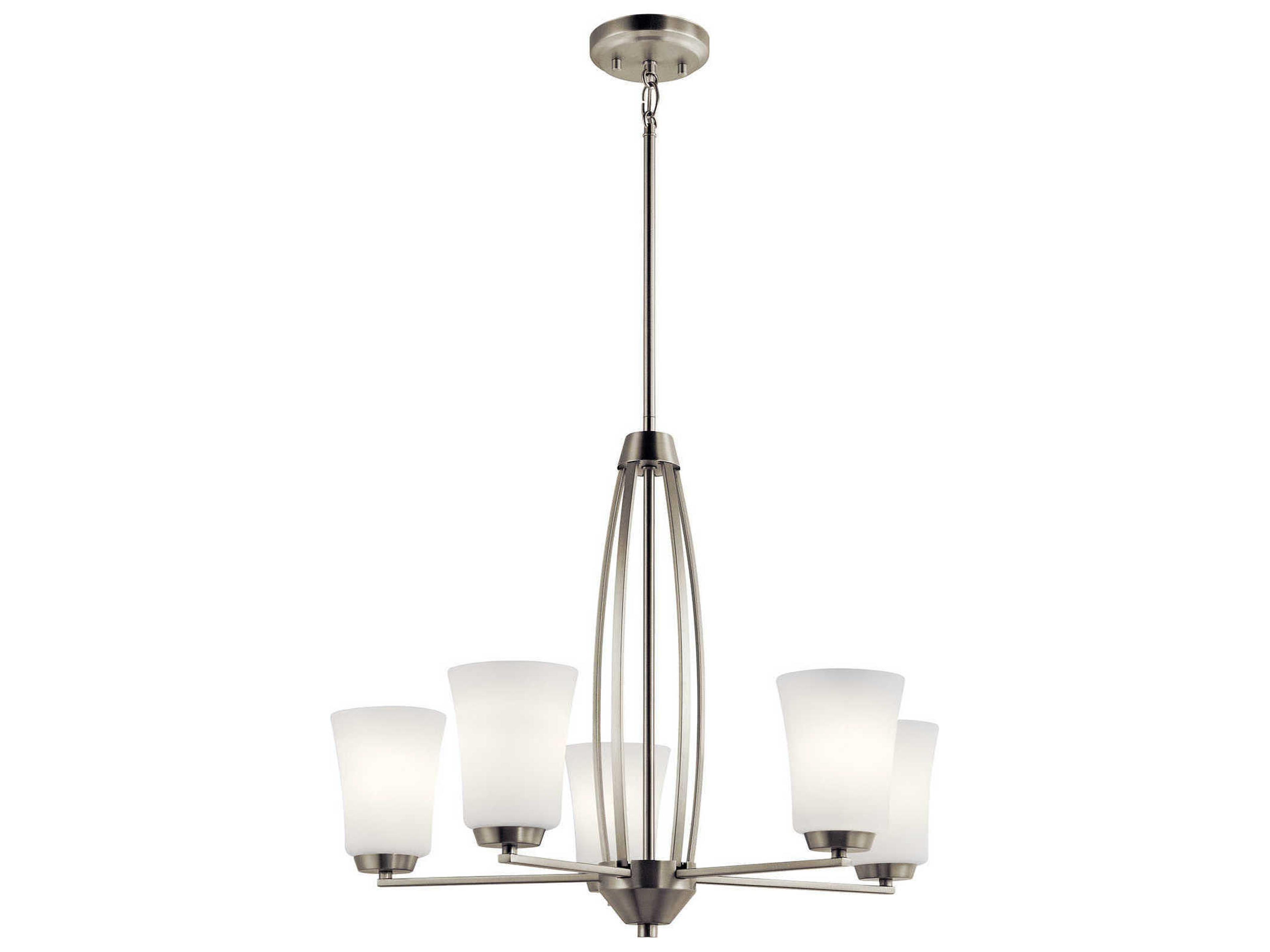 Tao 5-Light Brushed Nickel Glass Bell Chandelier