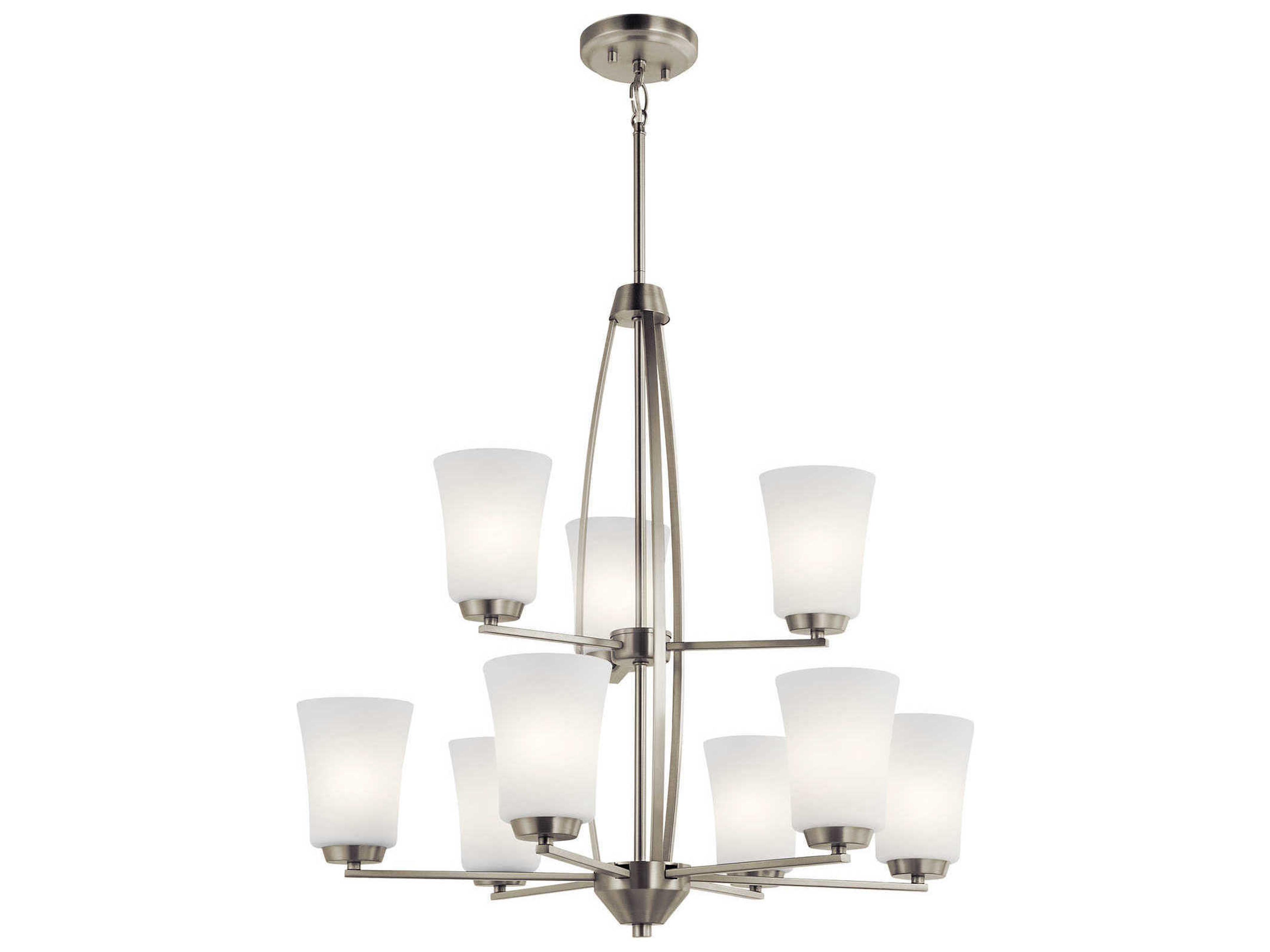 Tao 9-Light Brushed Nickel Glass Bell Chandelier