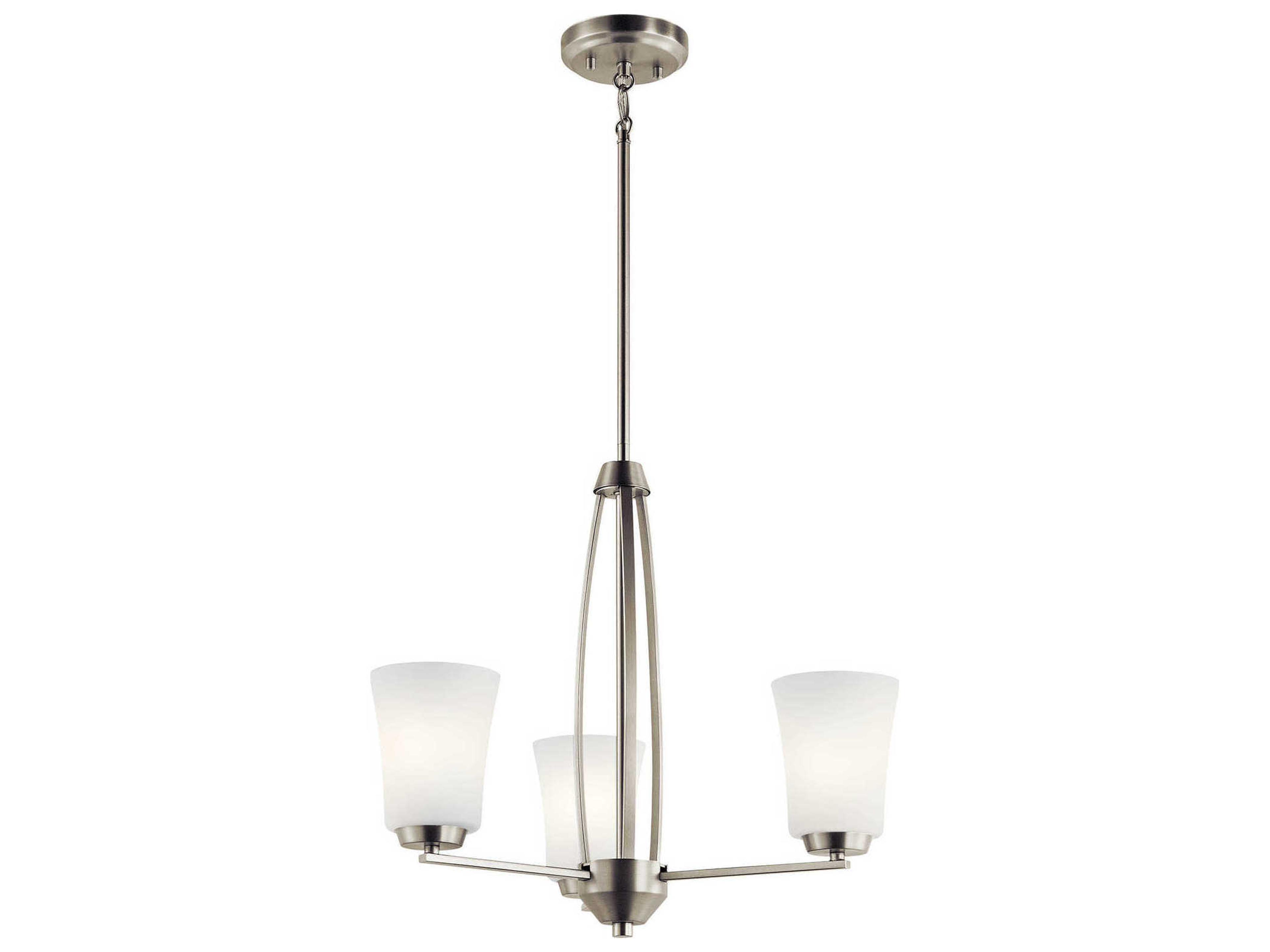 Tao 3-Light Brushed Nickel Glass Bell Chandelier