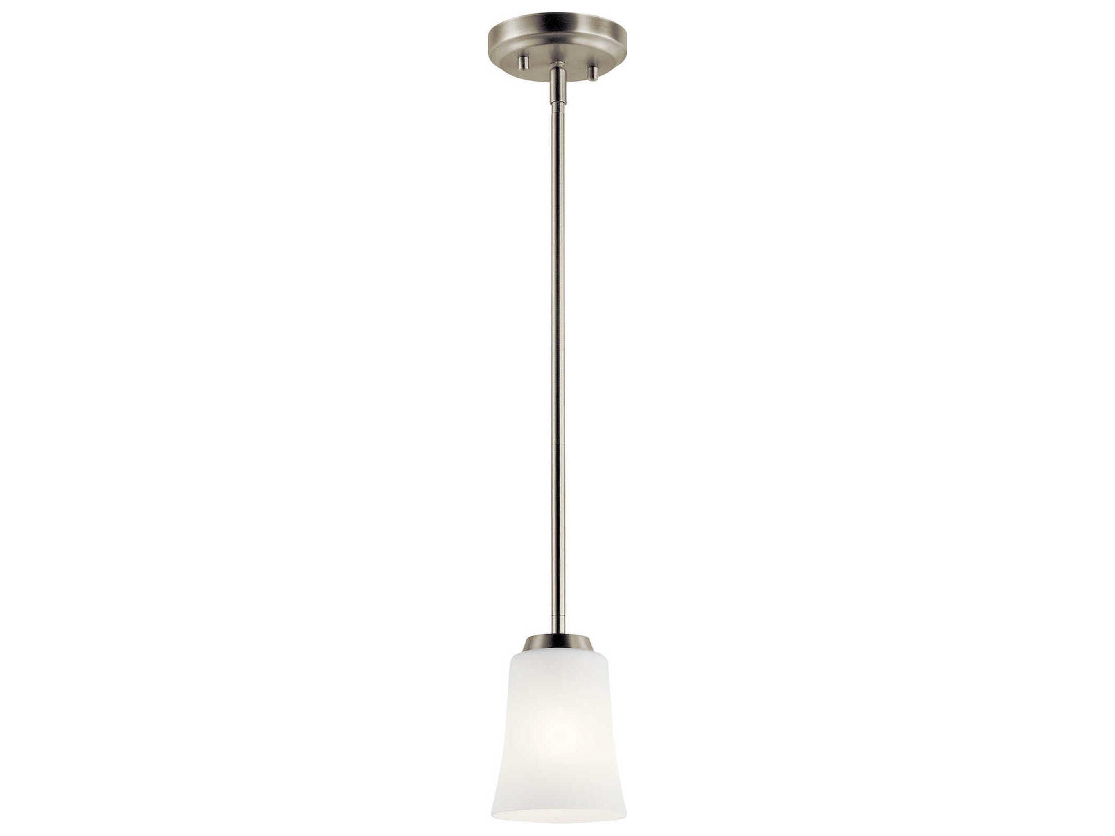 Tao 1-Light Brushed Nickel Glass Bell Mini Pendant