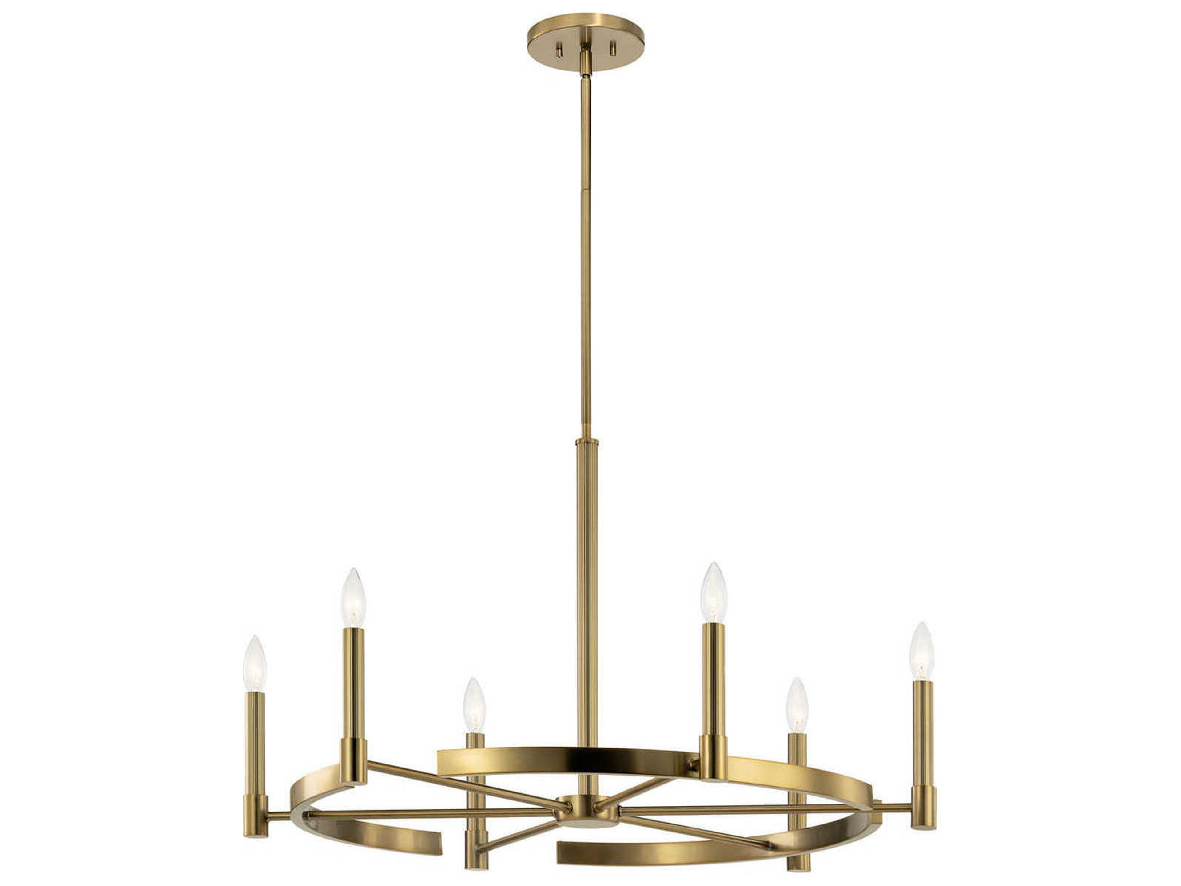 Tolani 6-Light Brushed Natural Brass Candelabra Round Chandelier