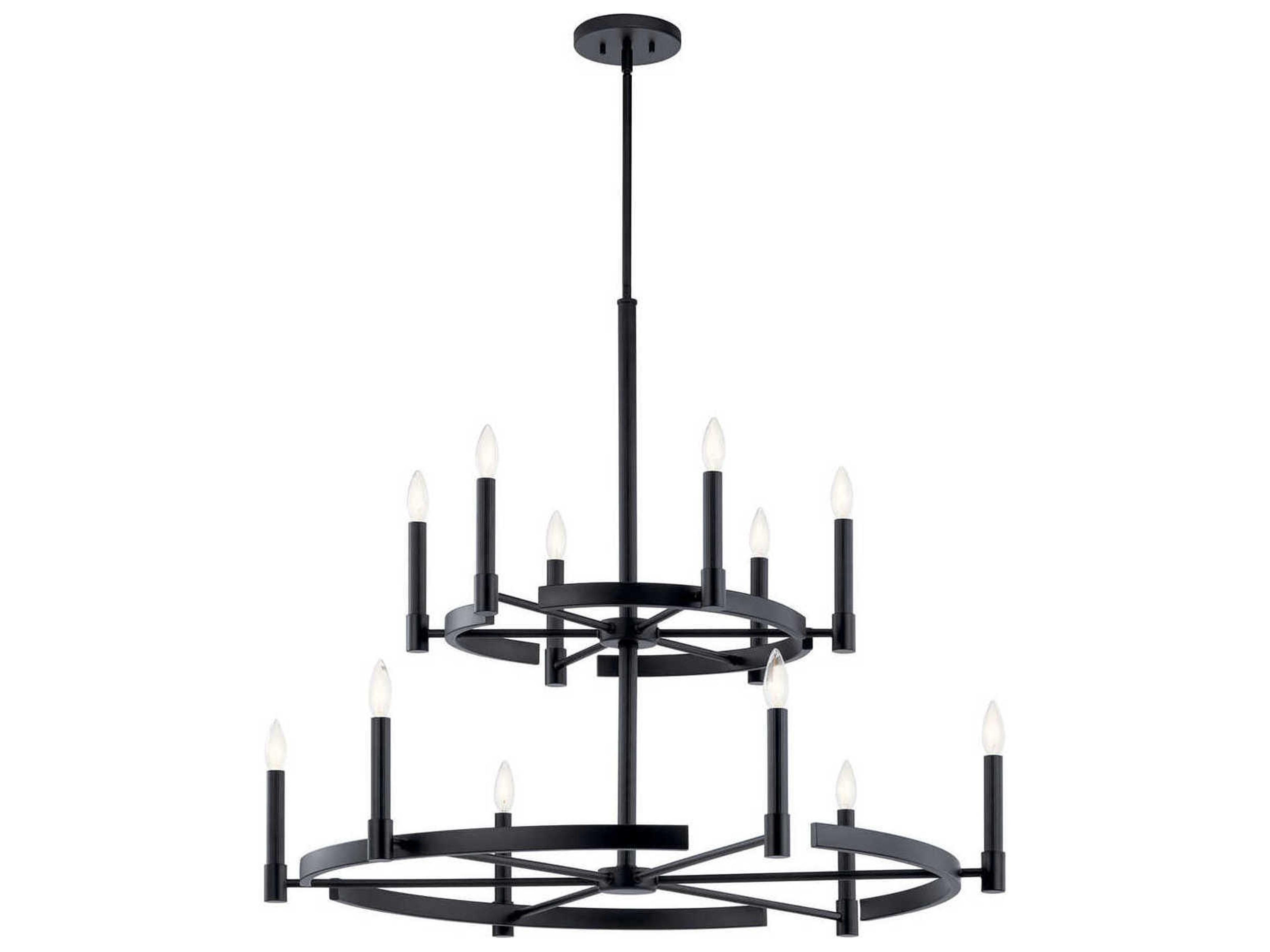 Tolani 12-Light Black Candelabra Round Tiered Chandelier