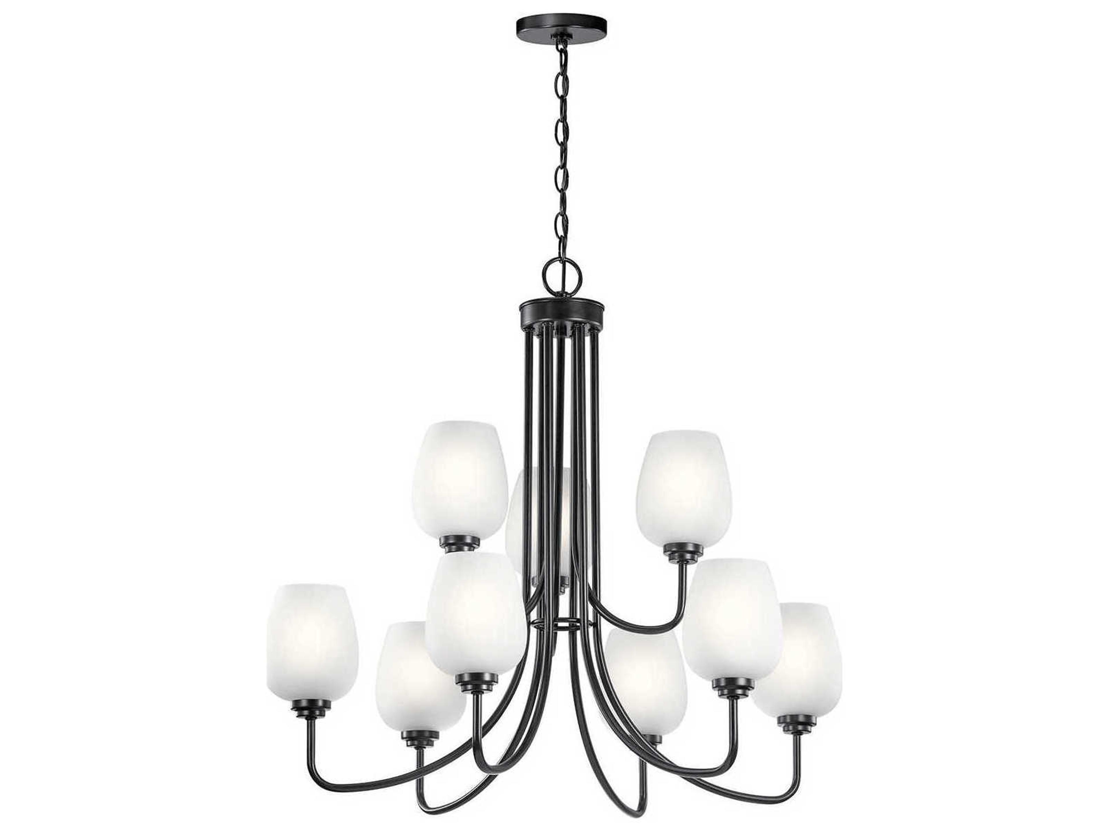 Valserrano 9-Light Black Glass Geometric Chandelier