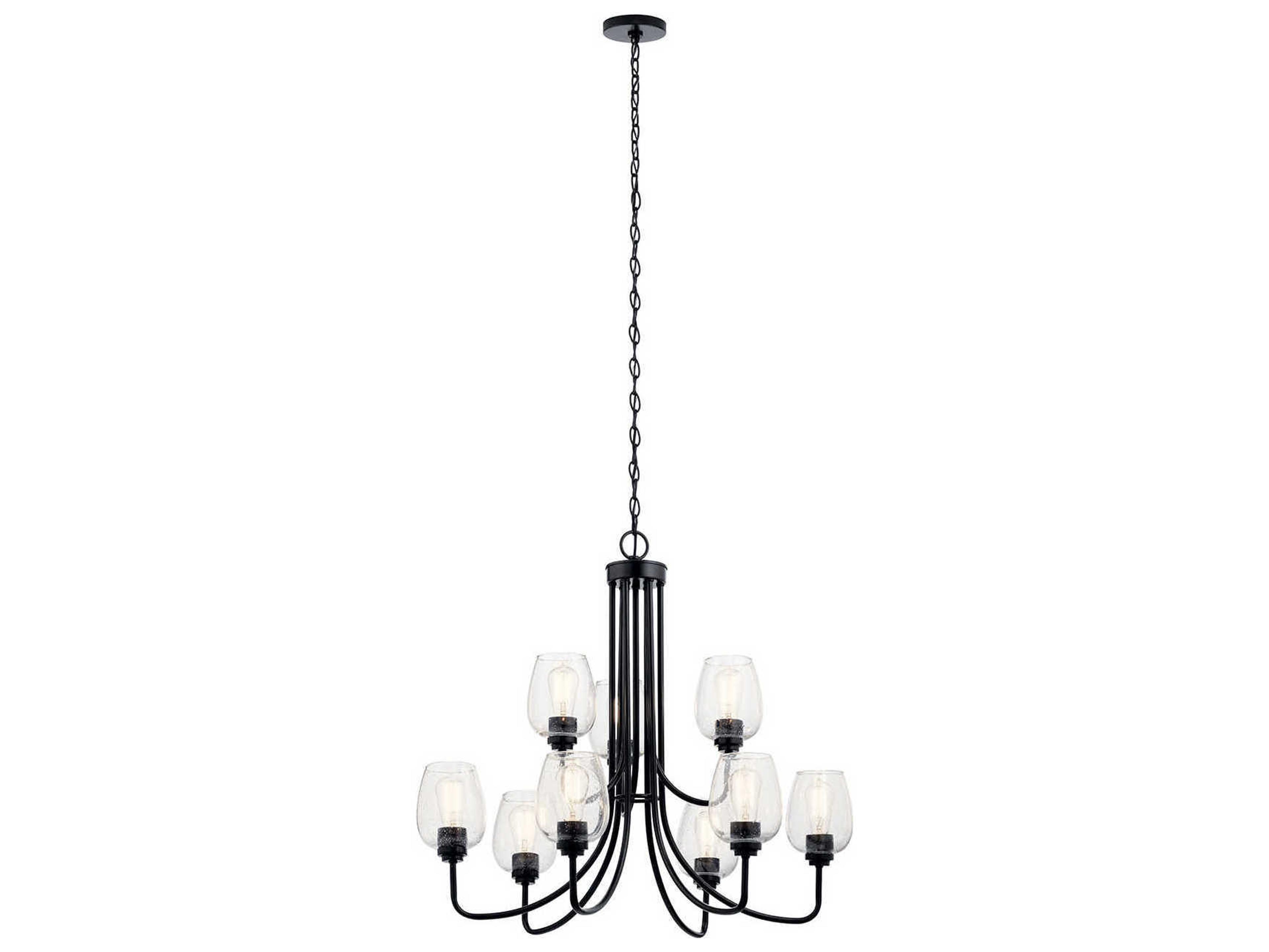 Valserrano 9-Light Black Glass Linear Chandelier