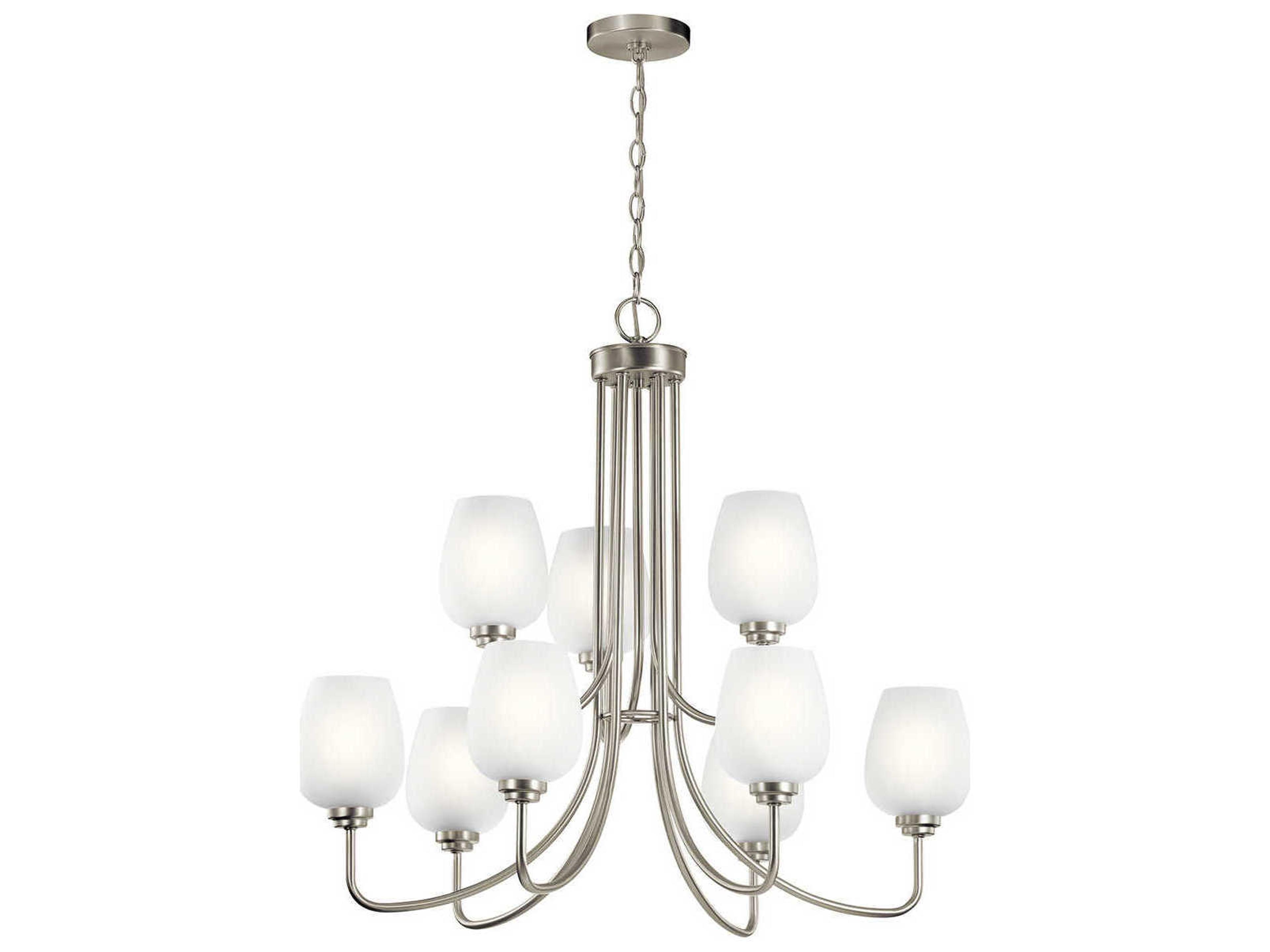 Valserrano 9-Light Brushed Nickel Glass Geometric Chandelier