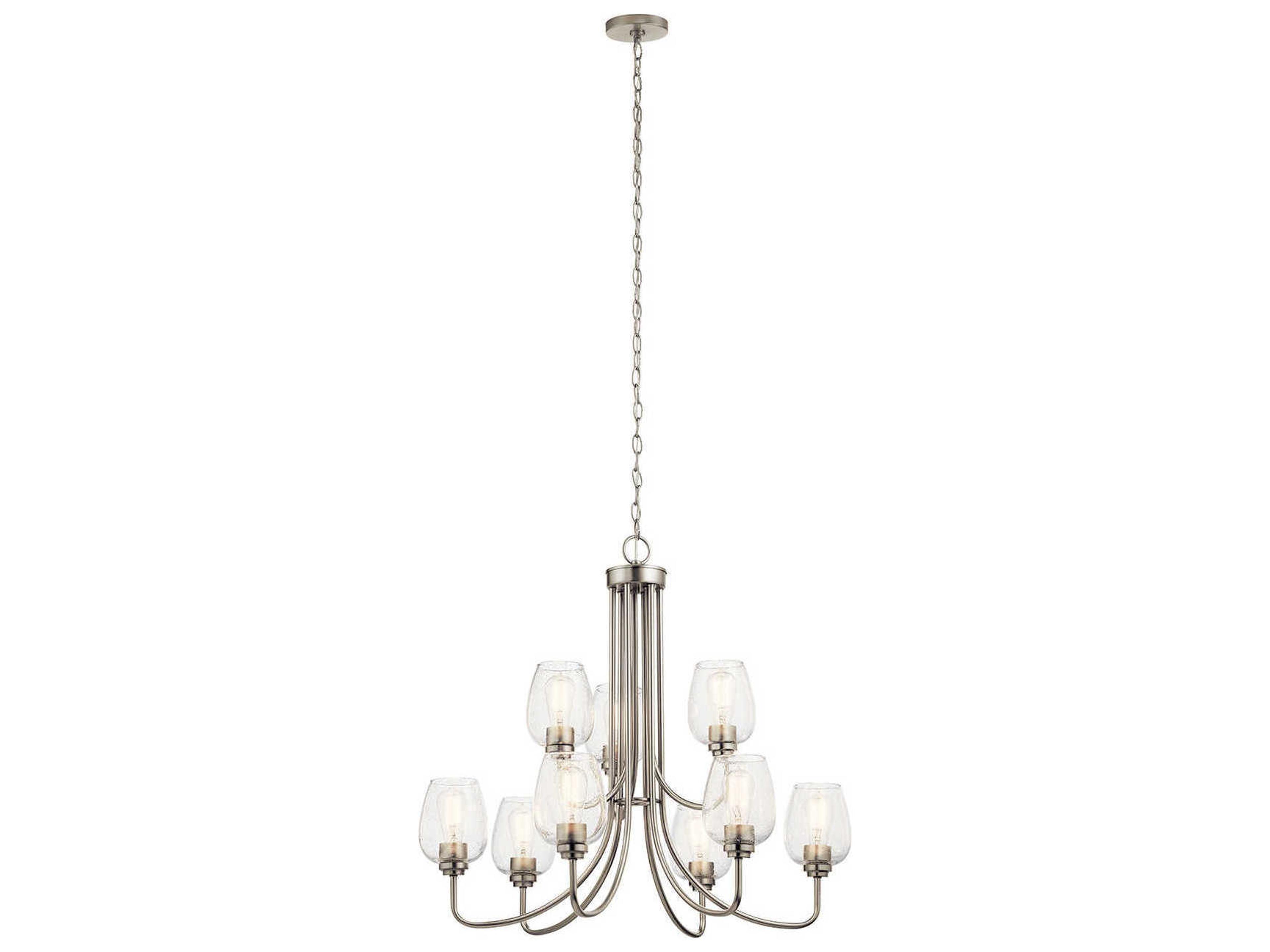 Valserrano 9-Light Brushed Nickel Glass Geometric Chandelier