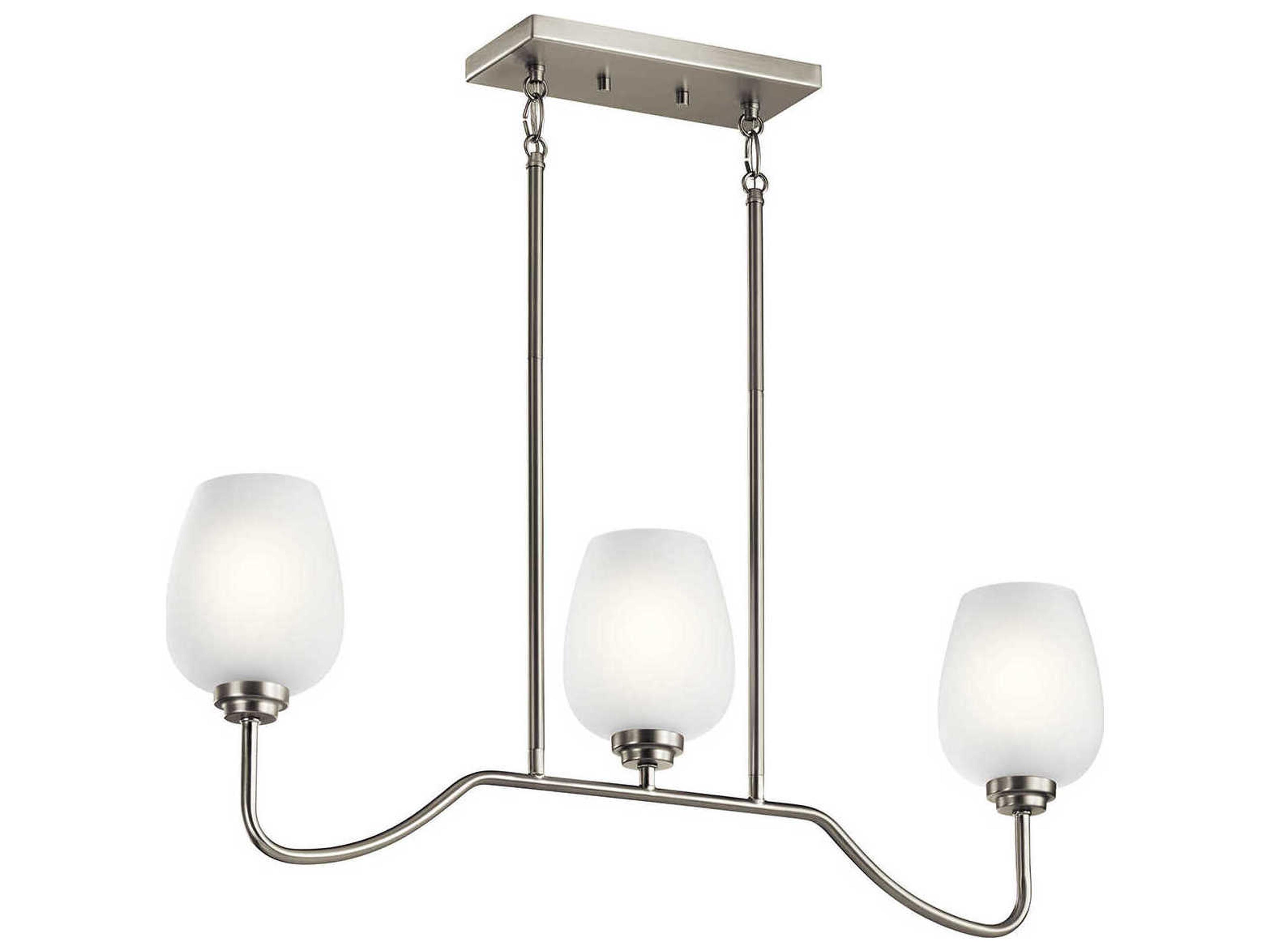 Valserrano 3-Light Brushed Nickel Glass Geometric Island Pendant