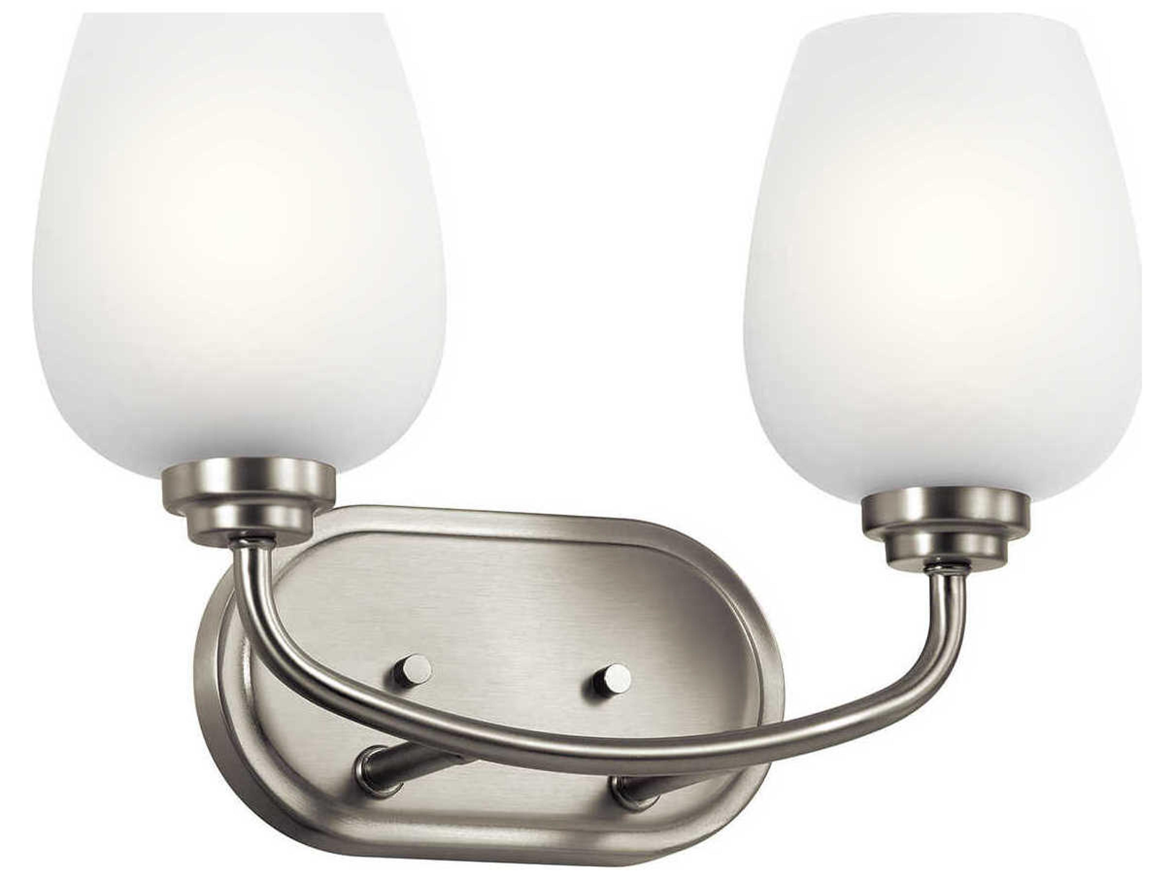 Valserrano 2-Light Brushed Nickel Glass Vanity Light
