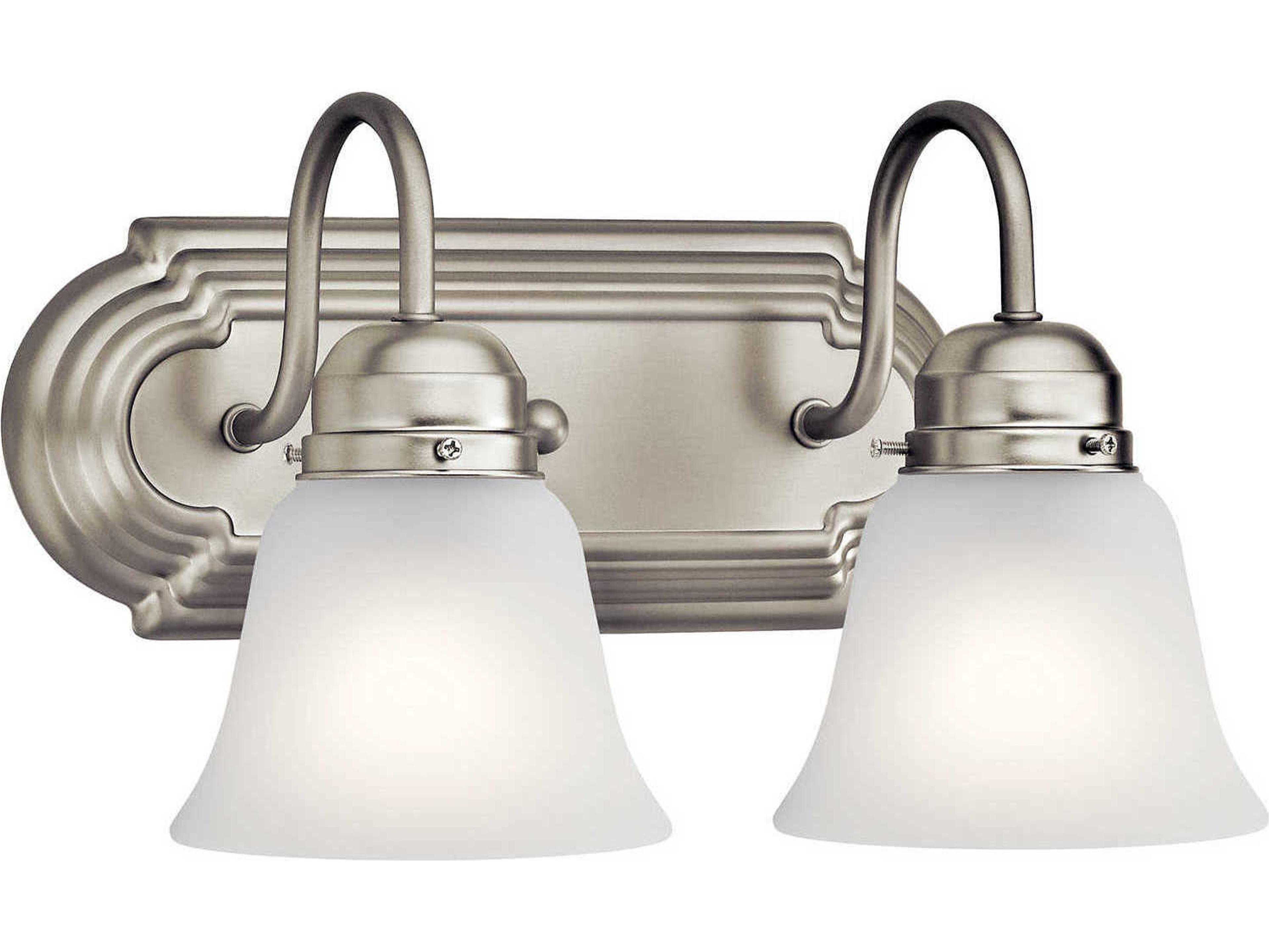 2-Light Brushed Nickel Glass Vanity Light