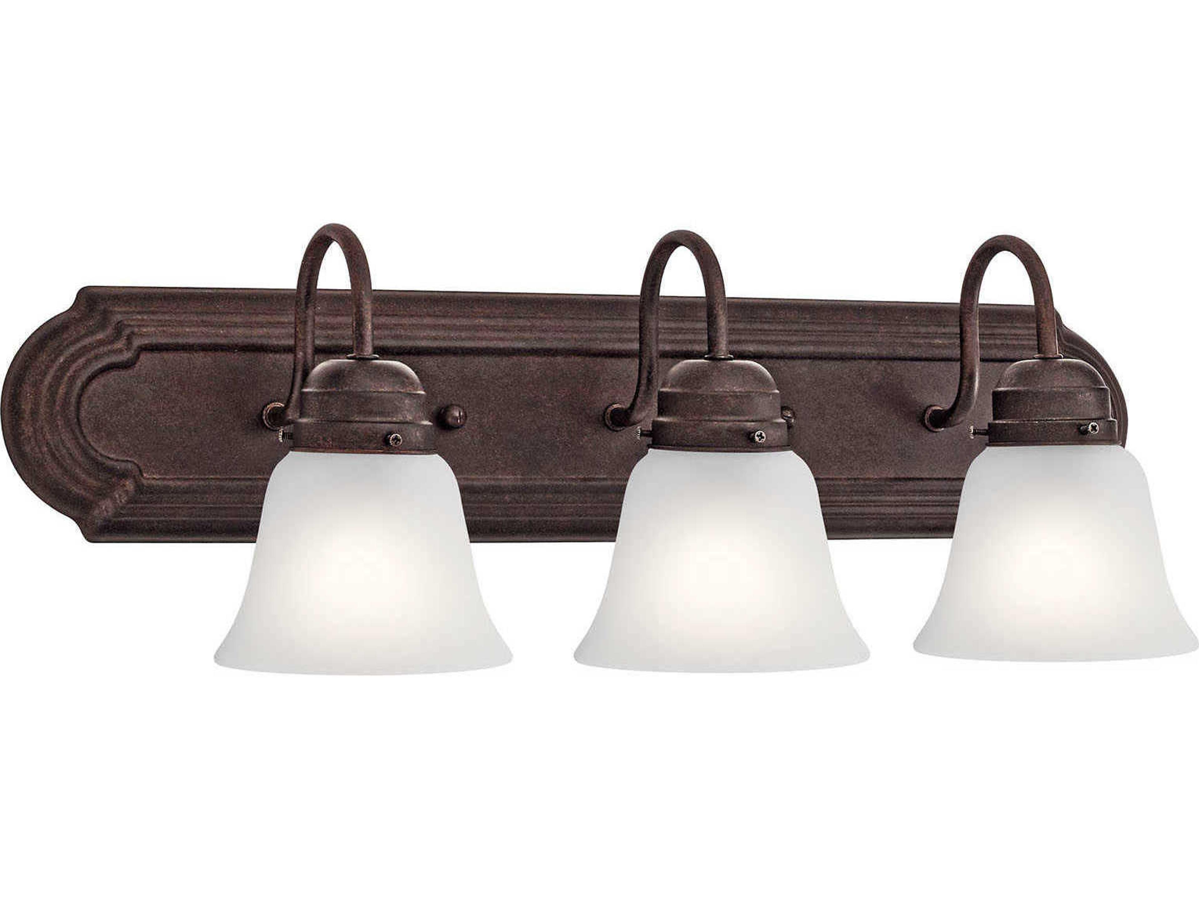 3-Light Tannery Bronze Glass Vanity Light