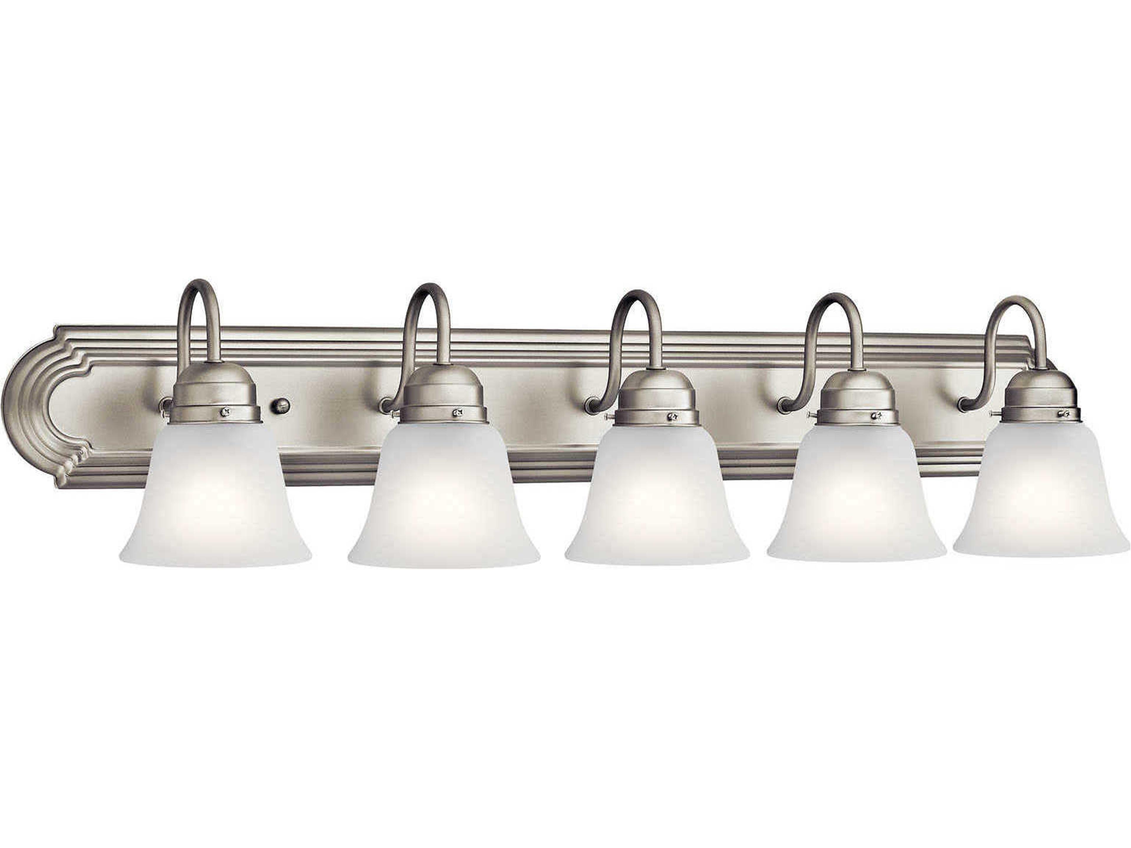 5-Light Brushed Nickel Glass Vanity Light
