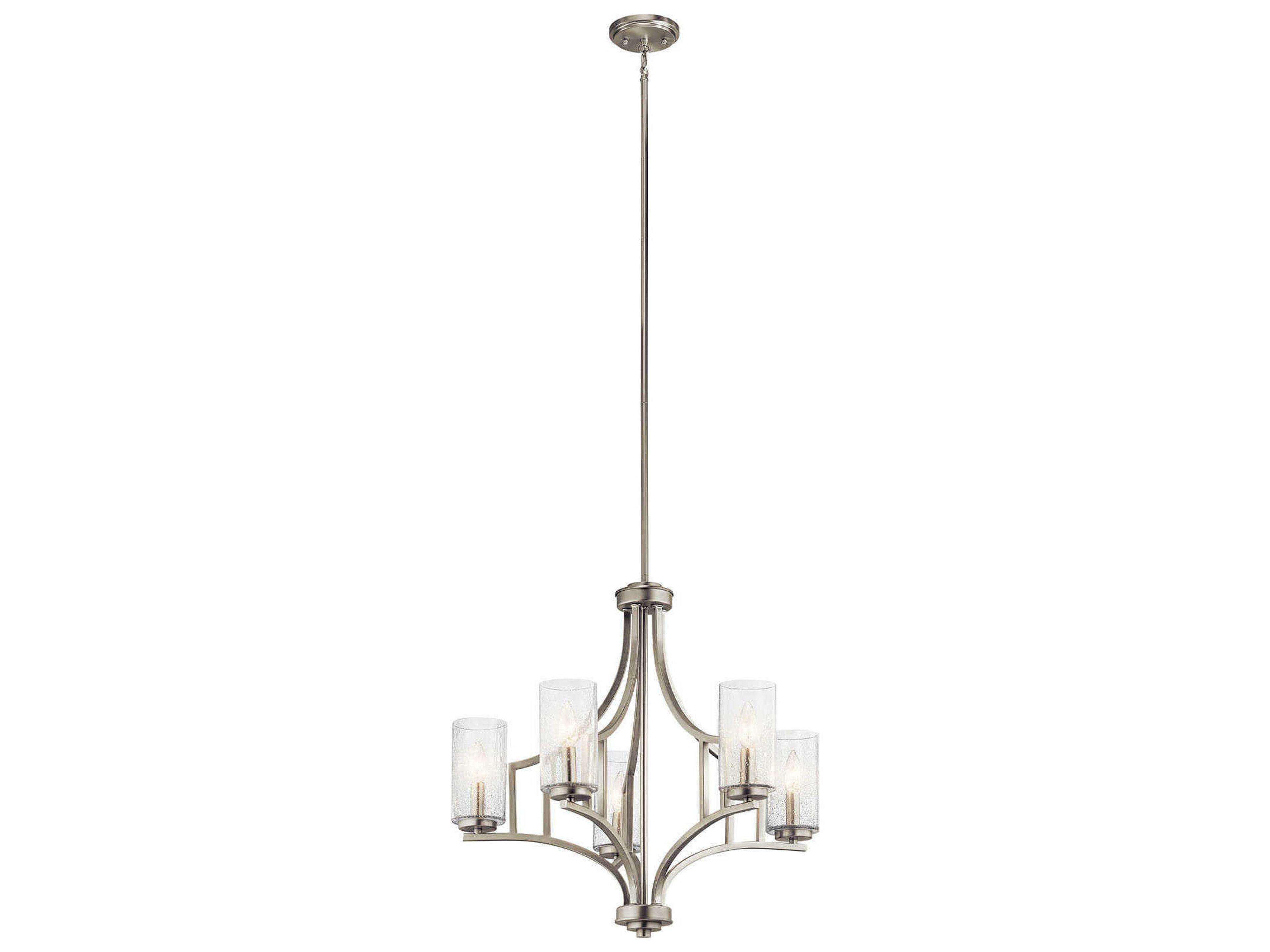 Vara 5-Light Brushed Nickel Glass Cylinder Chandelier