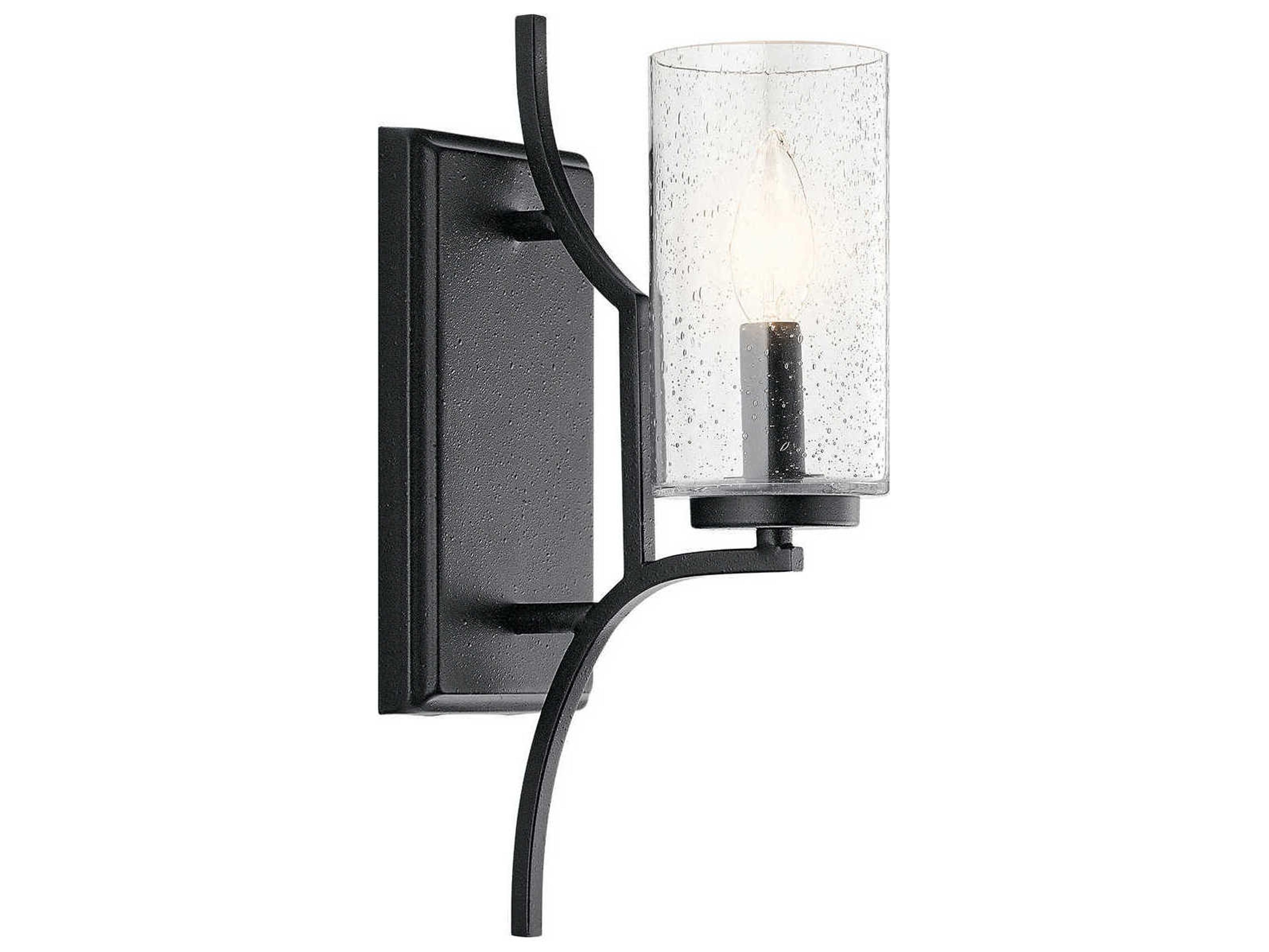 Vara 1-Light Distressed Black Glass Wall Sconce