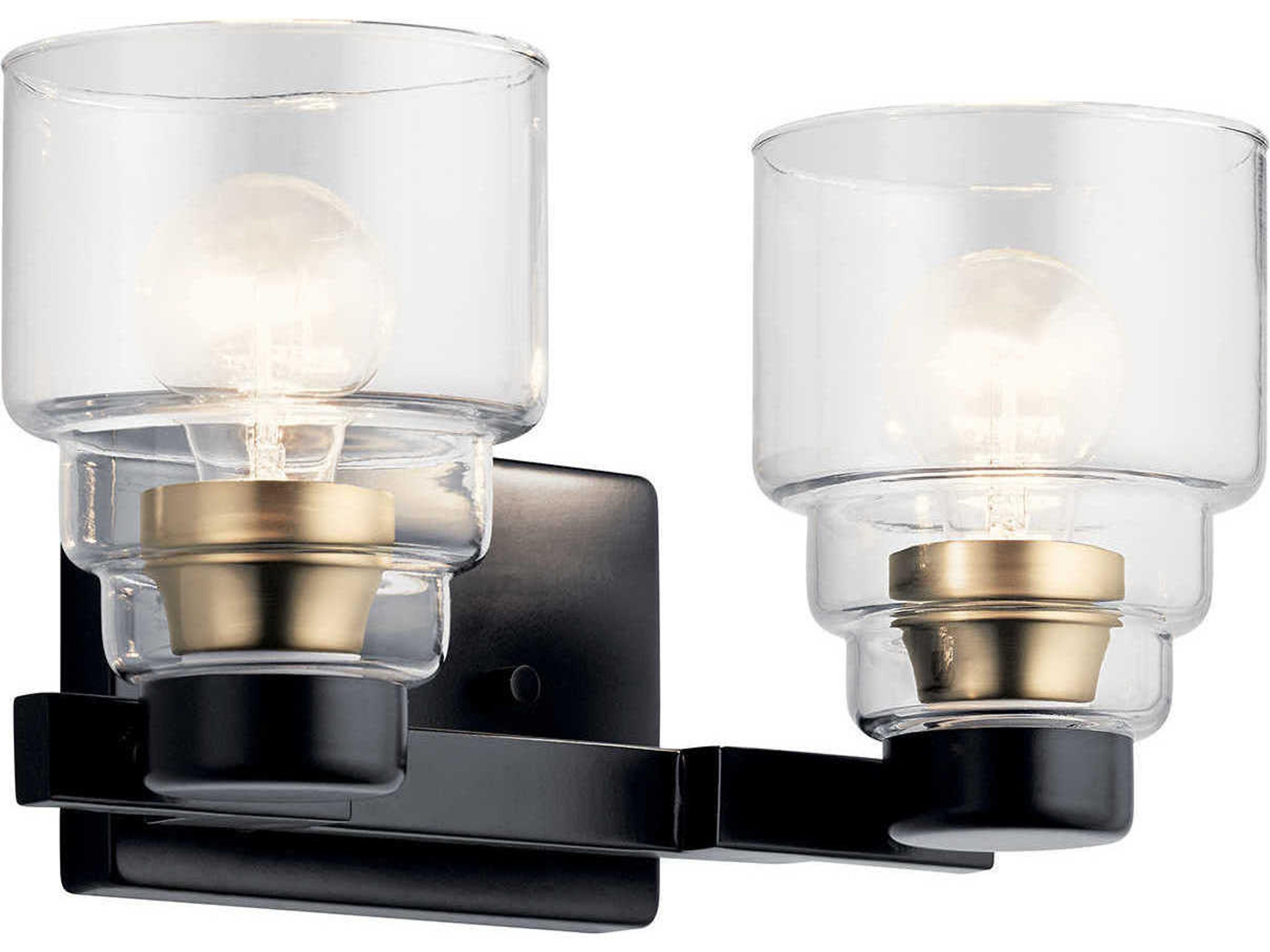 Vionnet 2-Light Black Glass Vanity Light