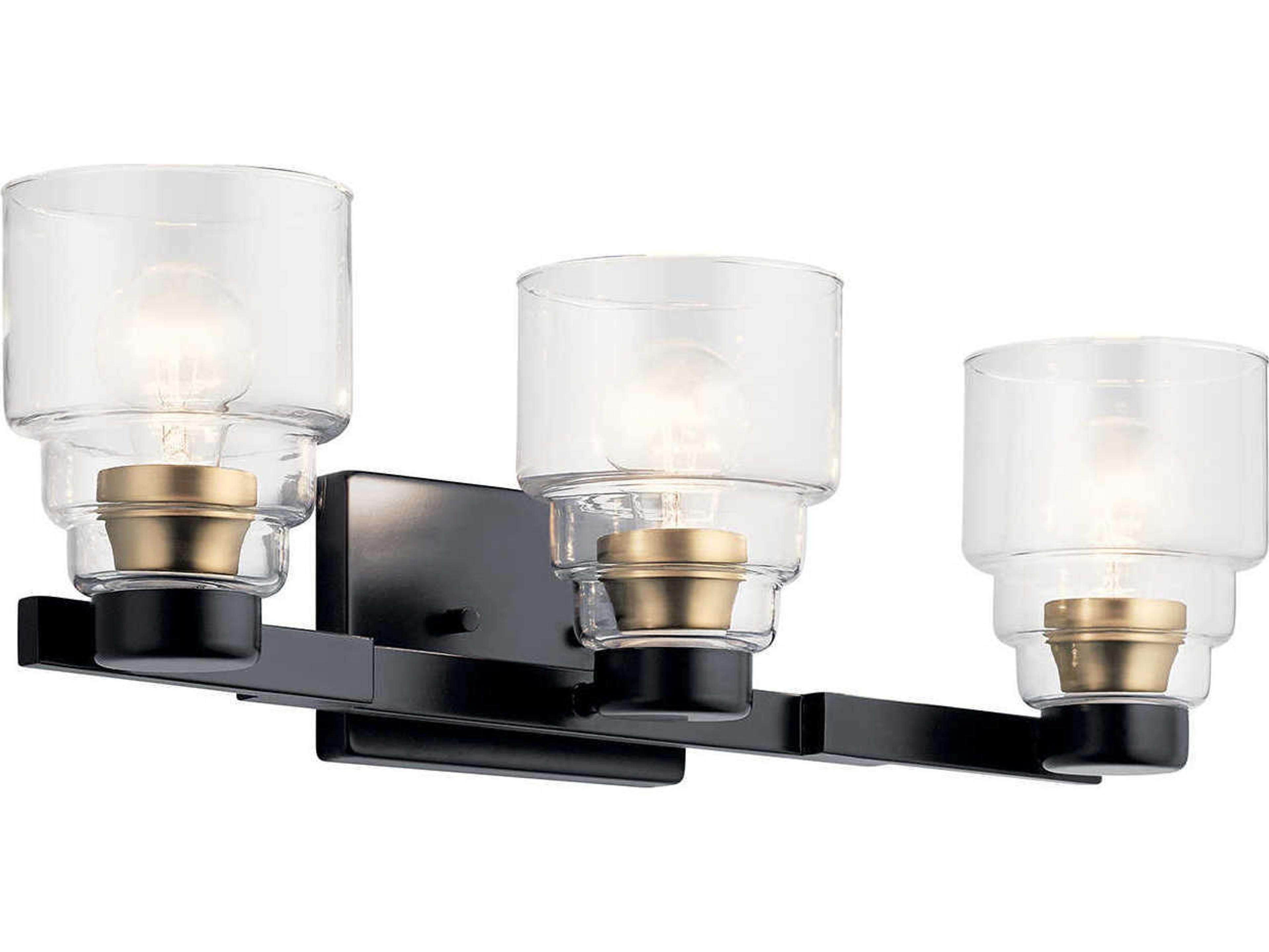Vionnet 3-Light Black Glass Vanity Light