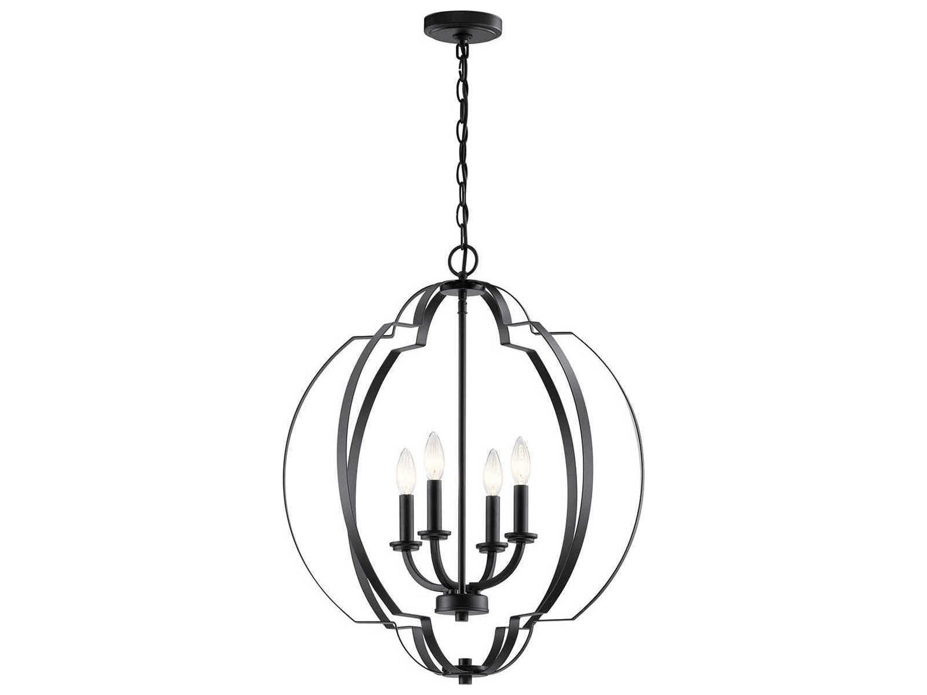 Voleta 4-Light Black Candelabra Geometric Chandelier