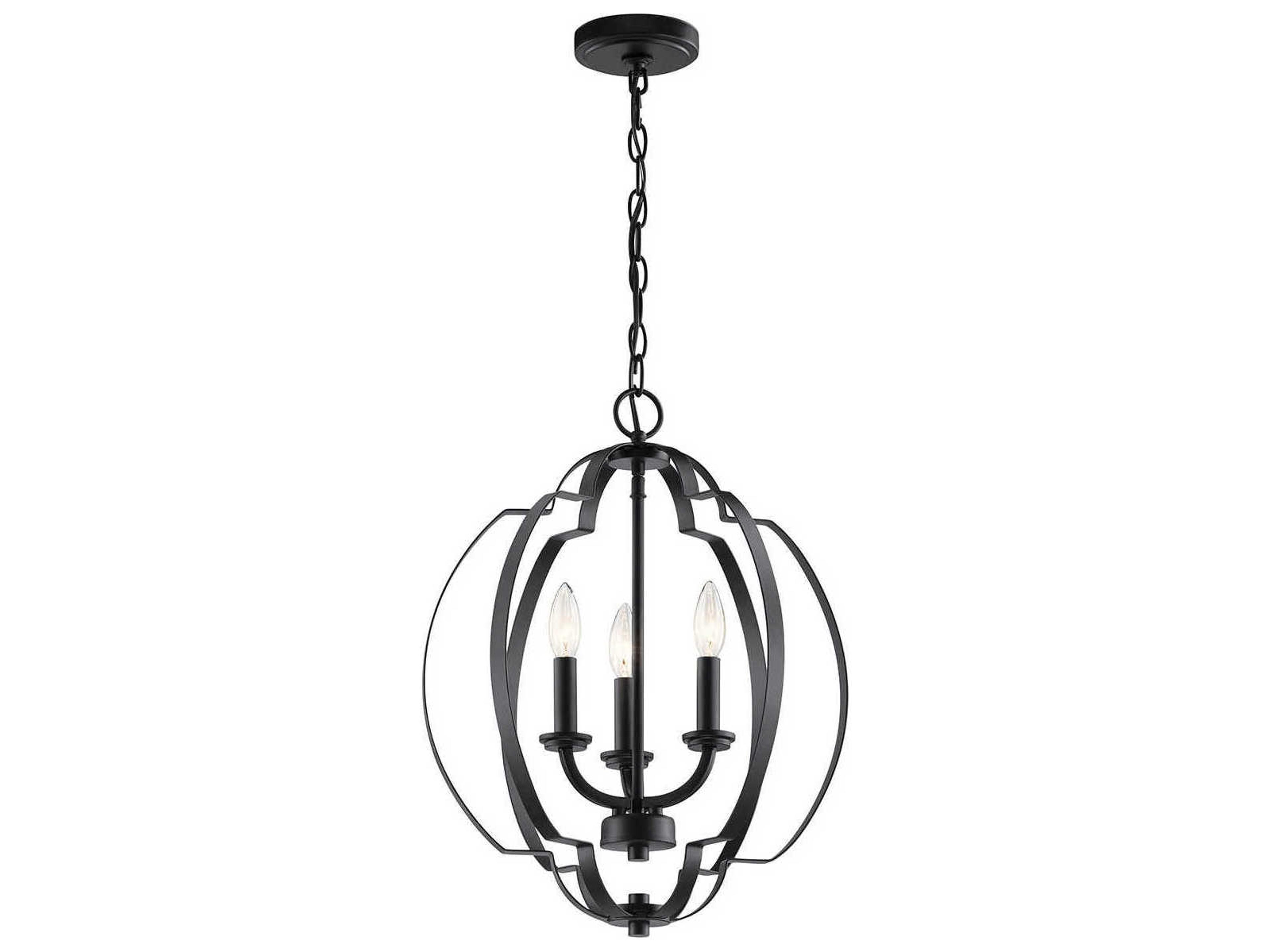 Voleta 3-Light Black Candelabra Geometric Chandelier