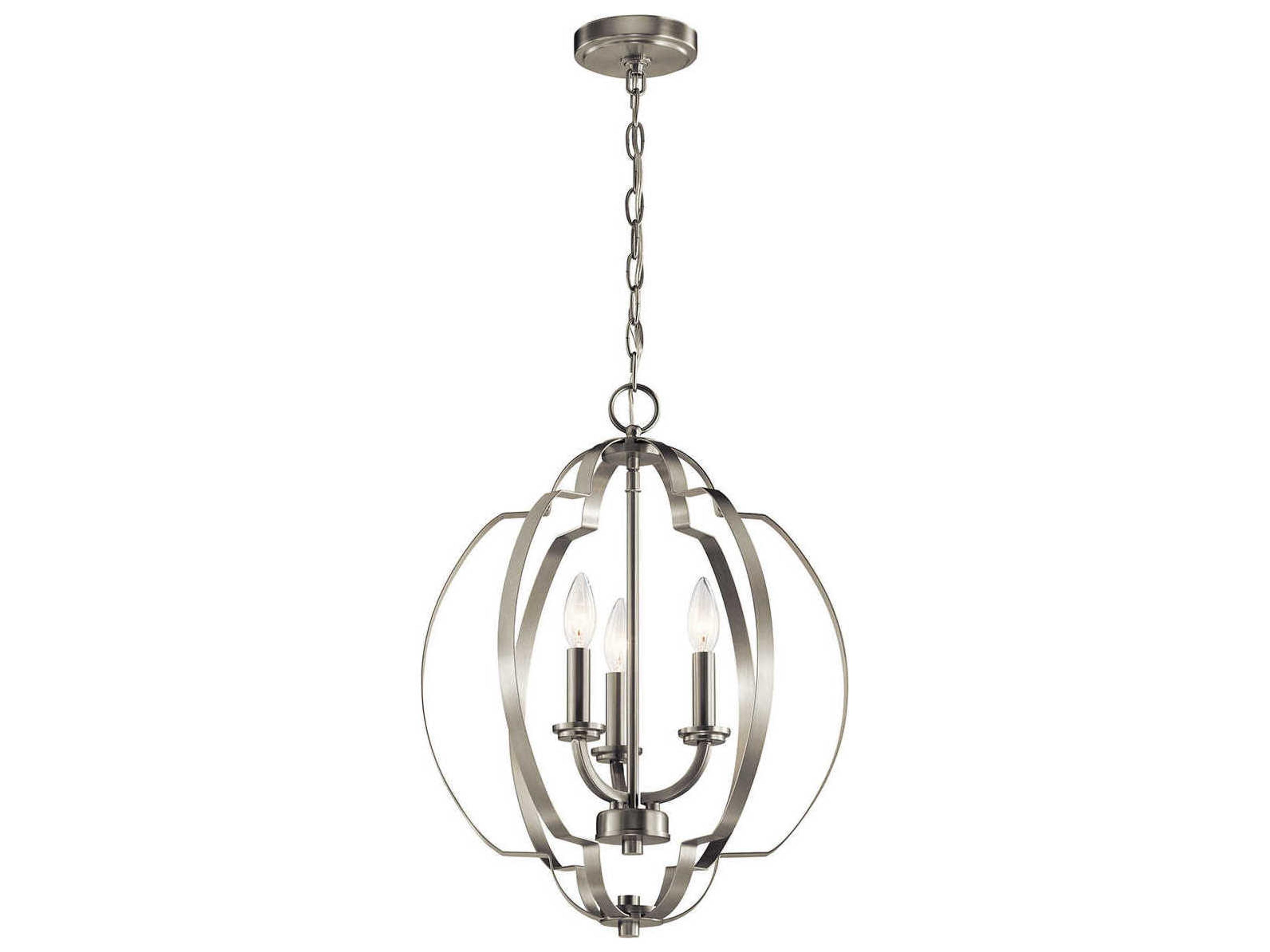 Voleta 3-Light Brushed Nickel Candelabra Geometric Chandelier