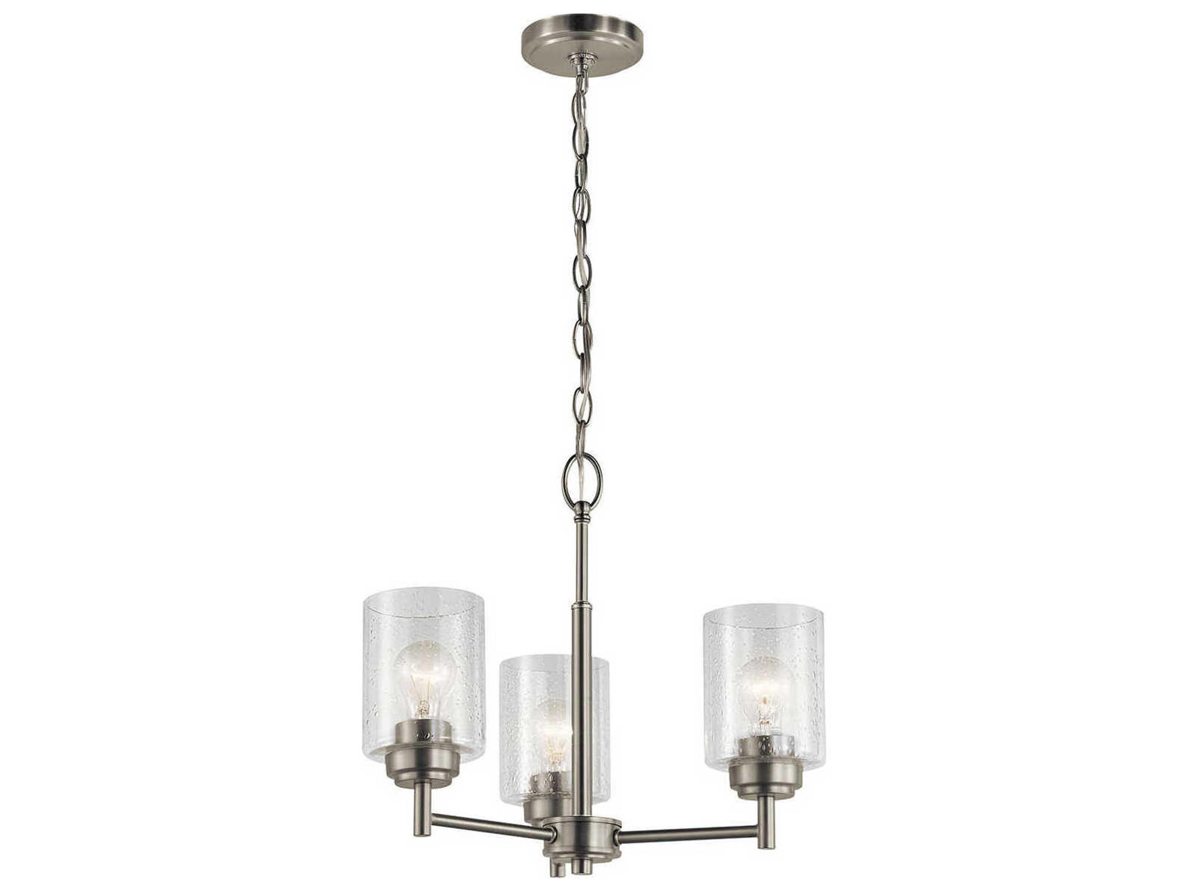 Winslow 3-Light Brushed Nickel Glass Cylinder Chandelier