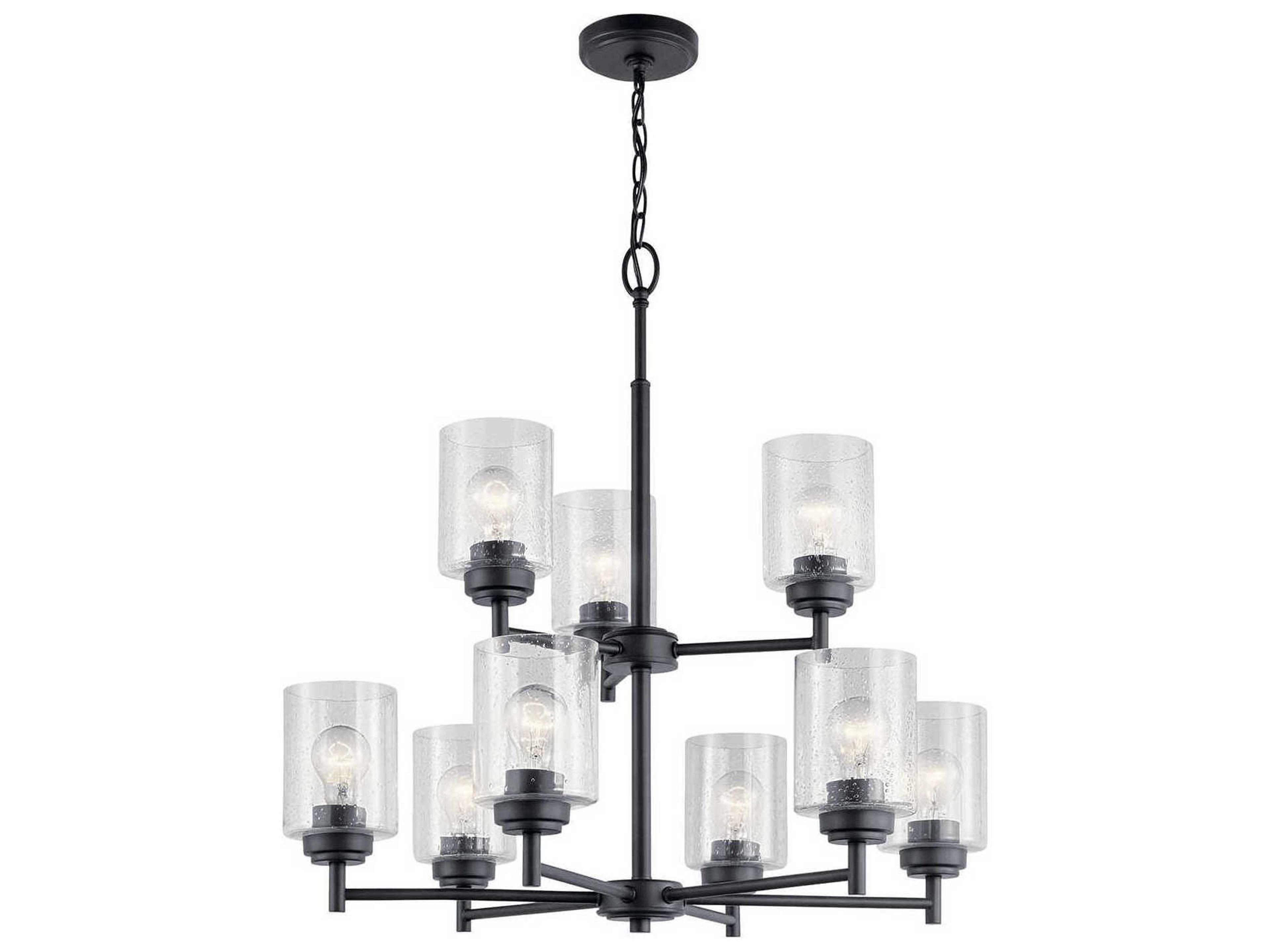 Winslow 9-Light Black Glass Cylinder Chandelier