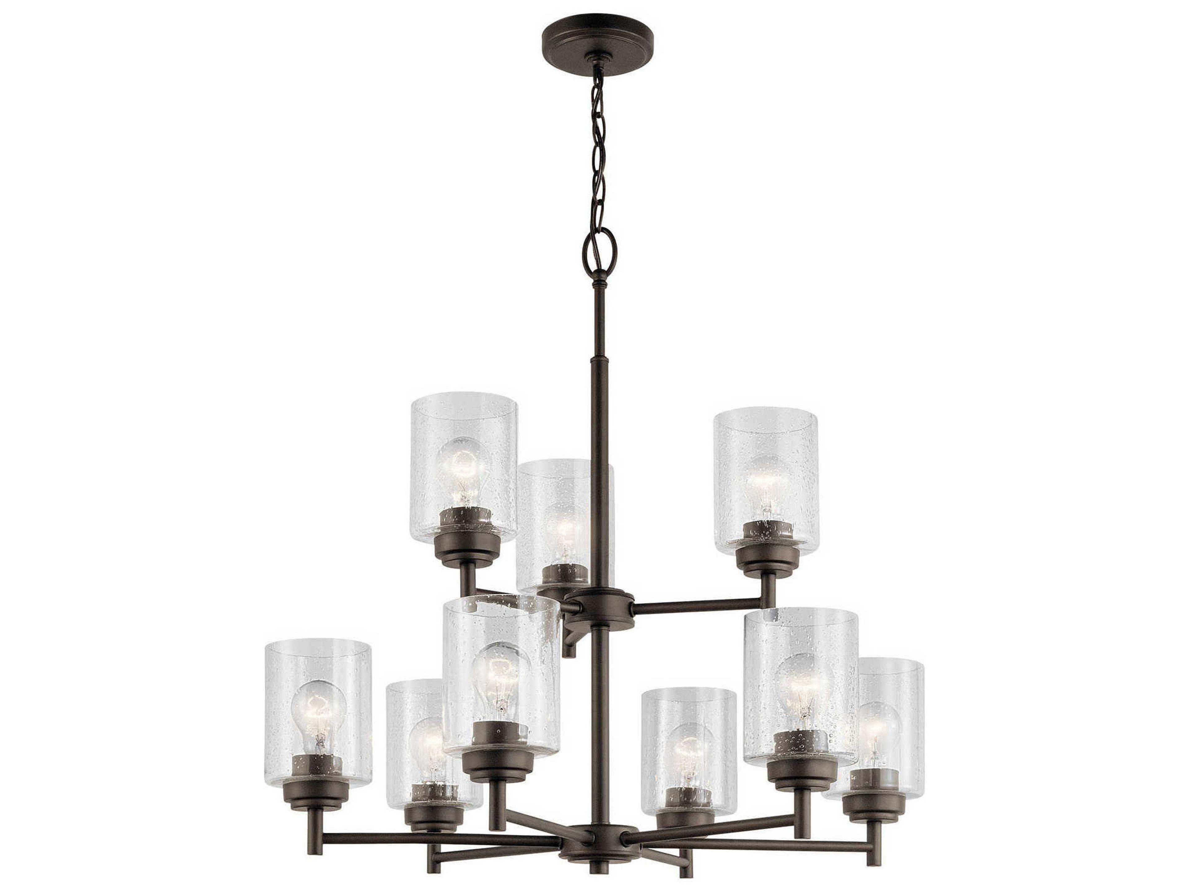 Winslow 9-Light Olde Bronze Glass Cylinder Chandelier