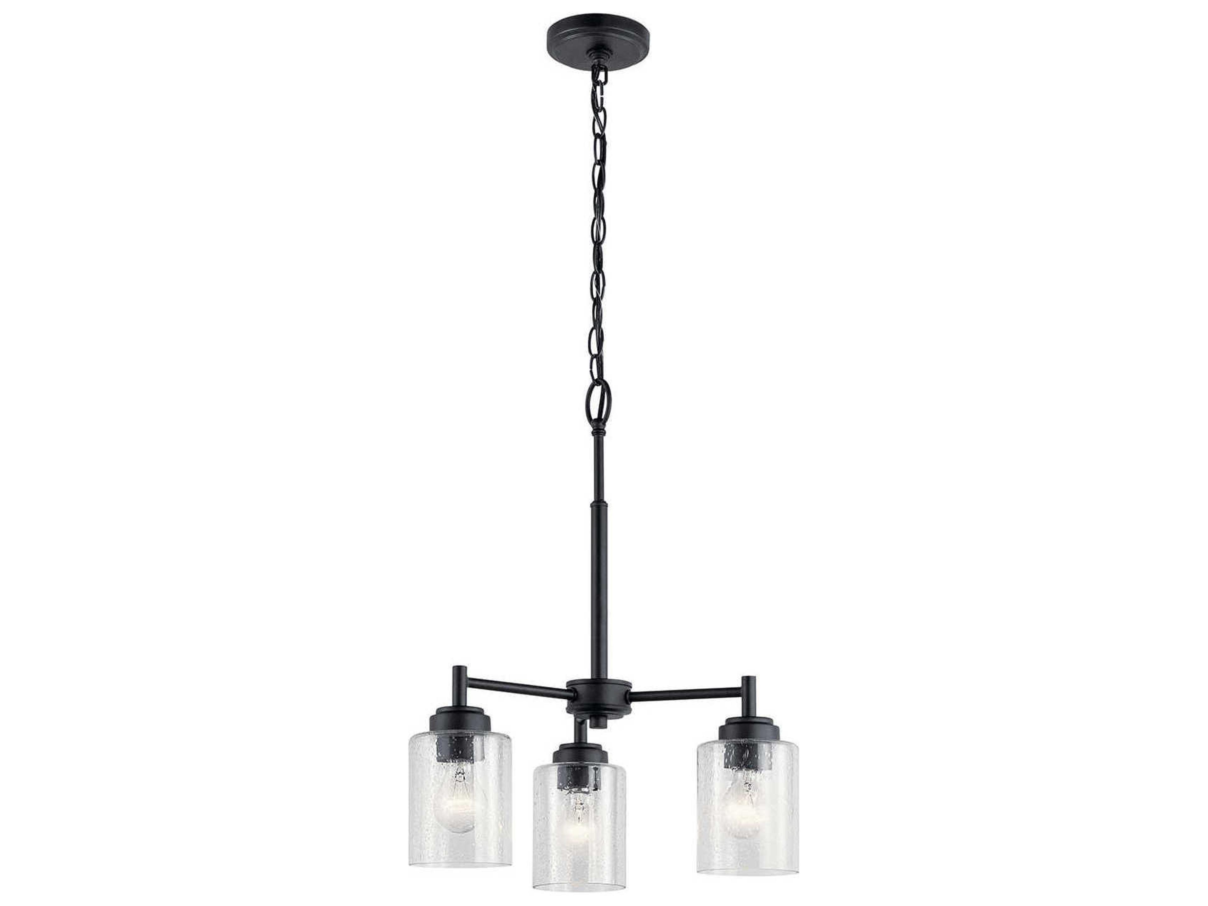 Winslow 3-Light Black Glass Cylinder Chandelier