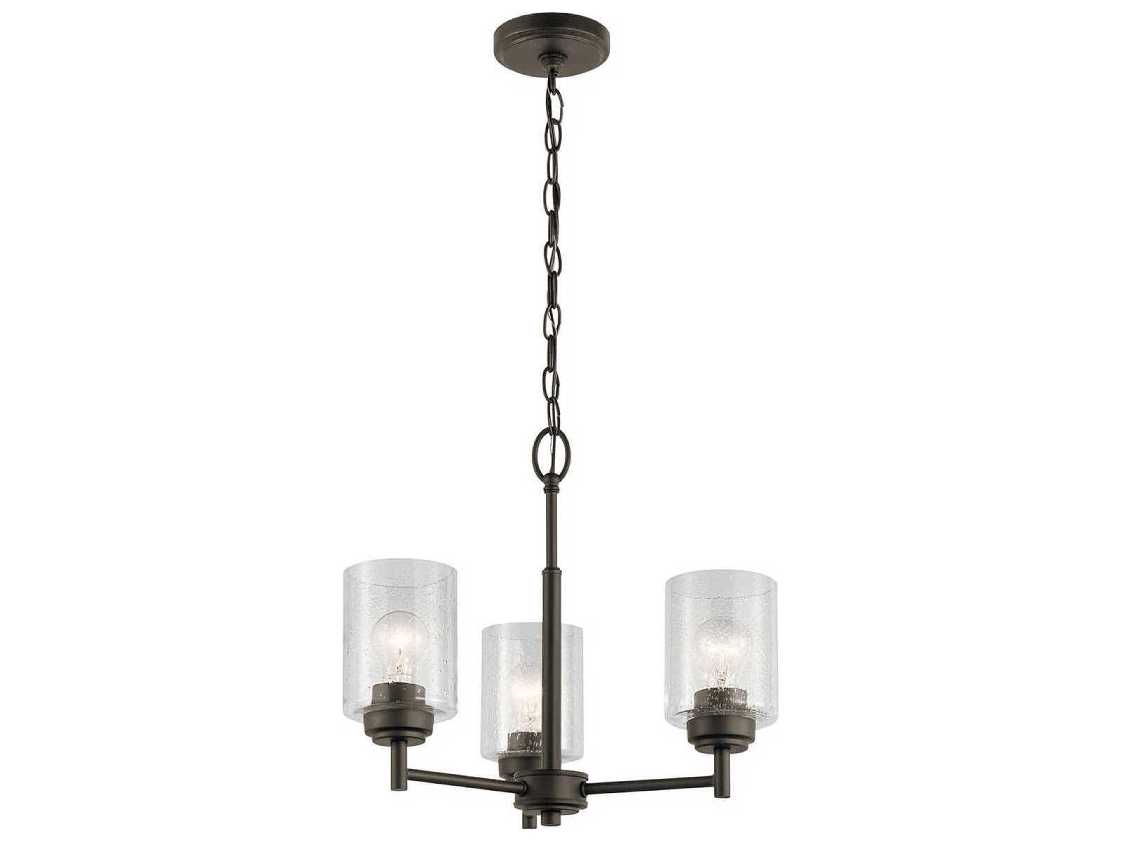 Winslow 3-Light Olde Bronze Glass Cylinder Chandelier