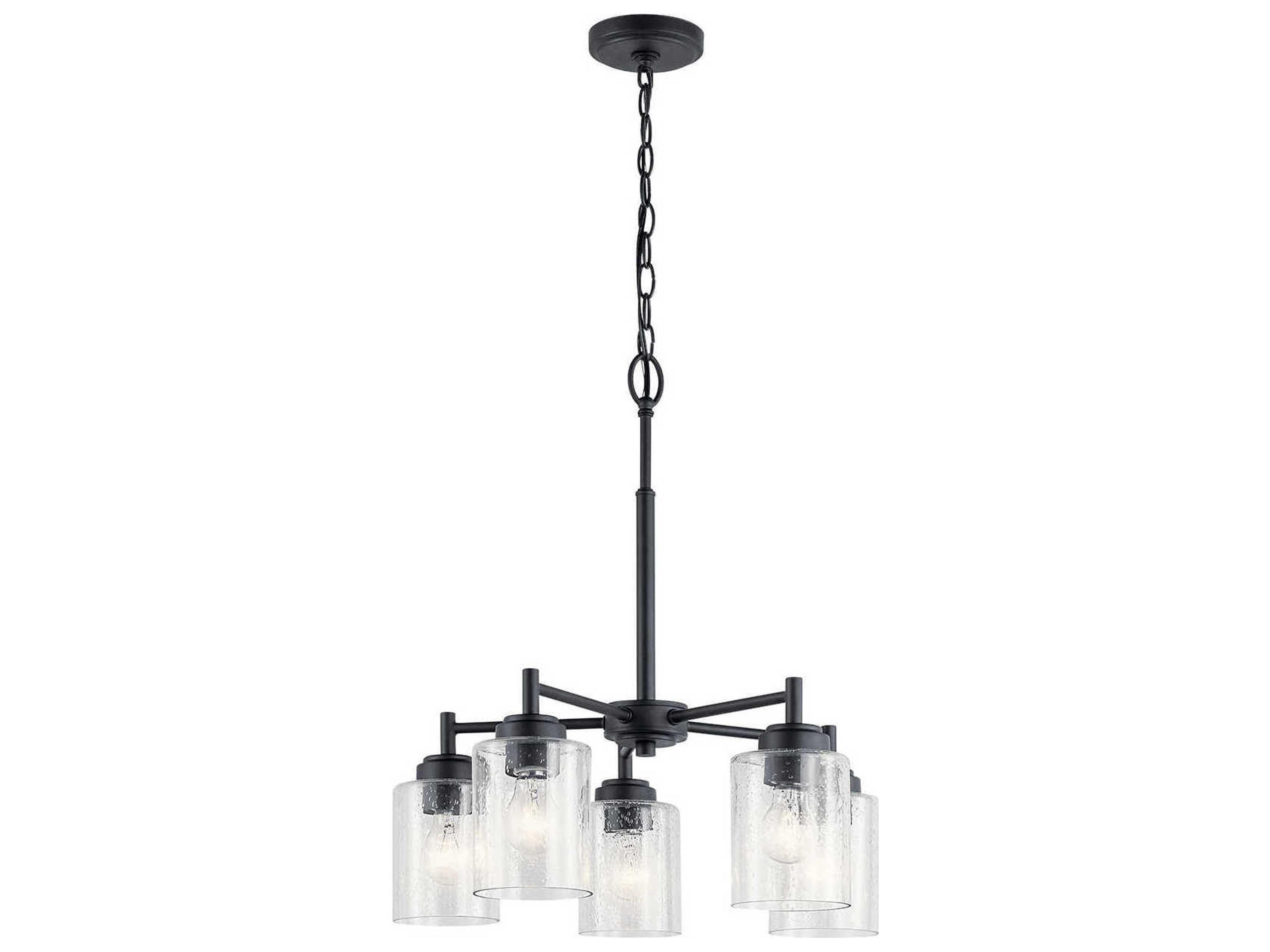Winslow 5-Light Black Glass Cylinder Chandelier