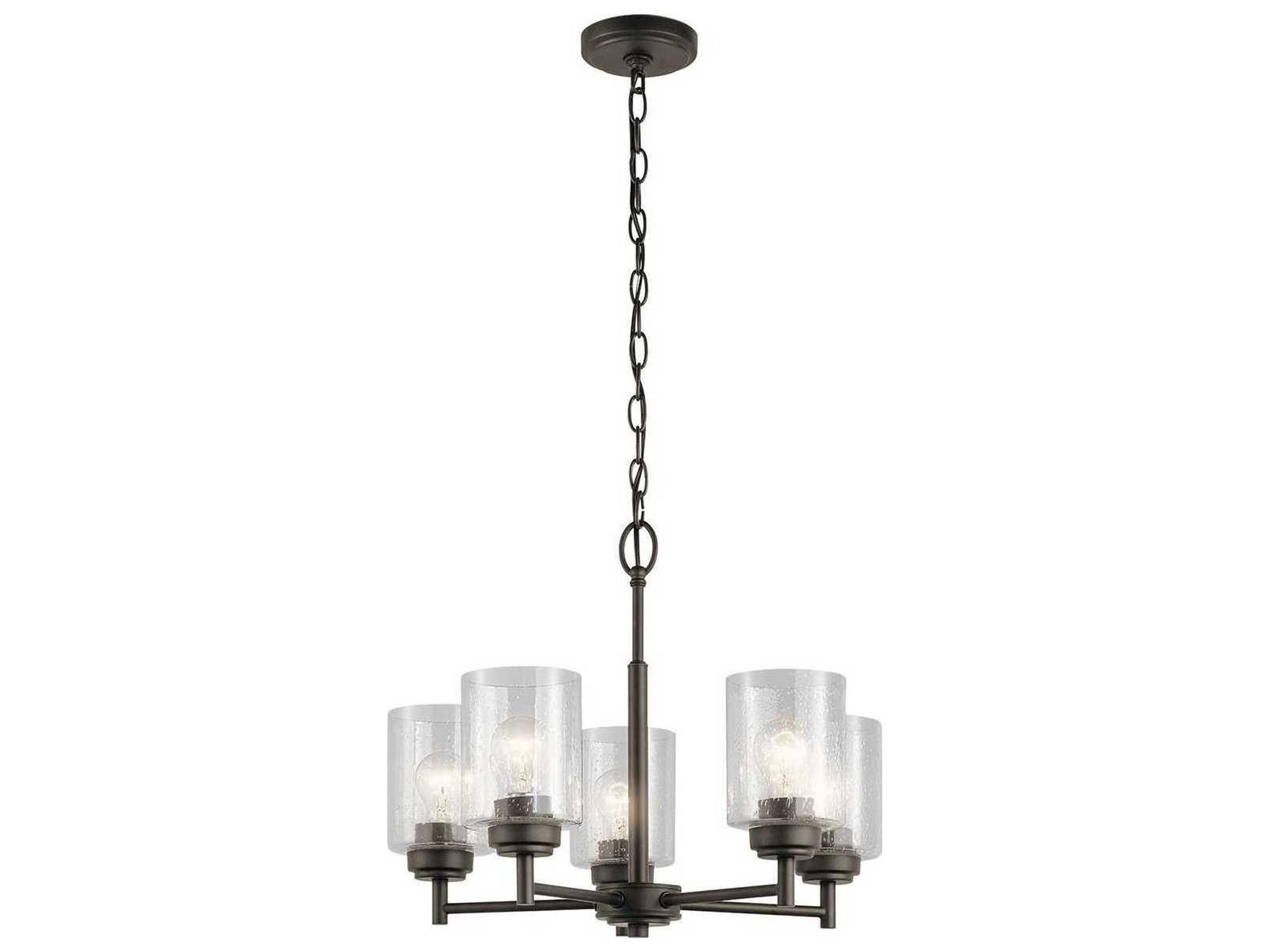 Winslow 5-Light Olde Bronze Glass Cylinder Chandelier